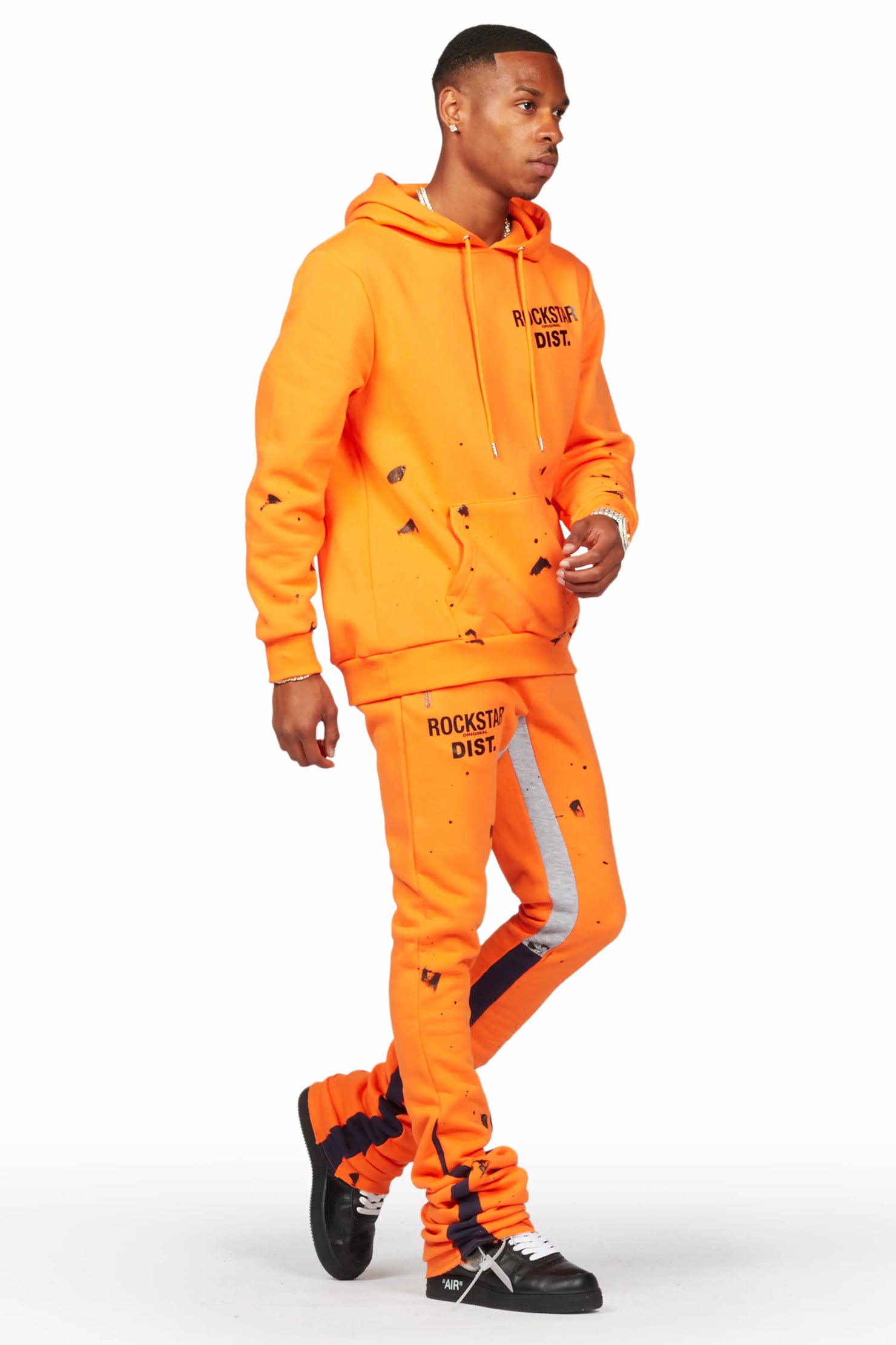 Raffer Orange Hoodie/Super Stacked Flare Pant Set