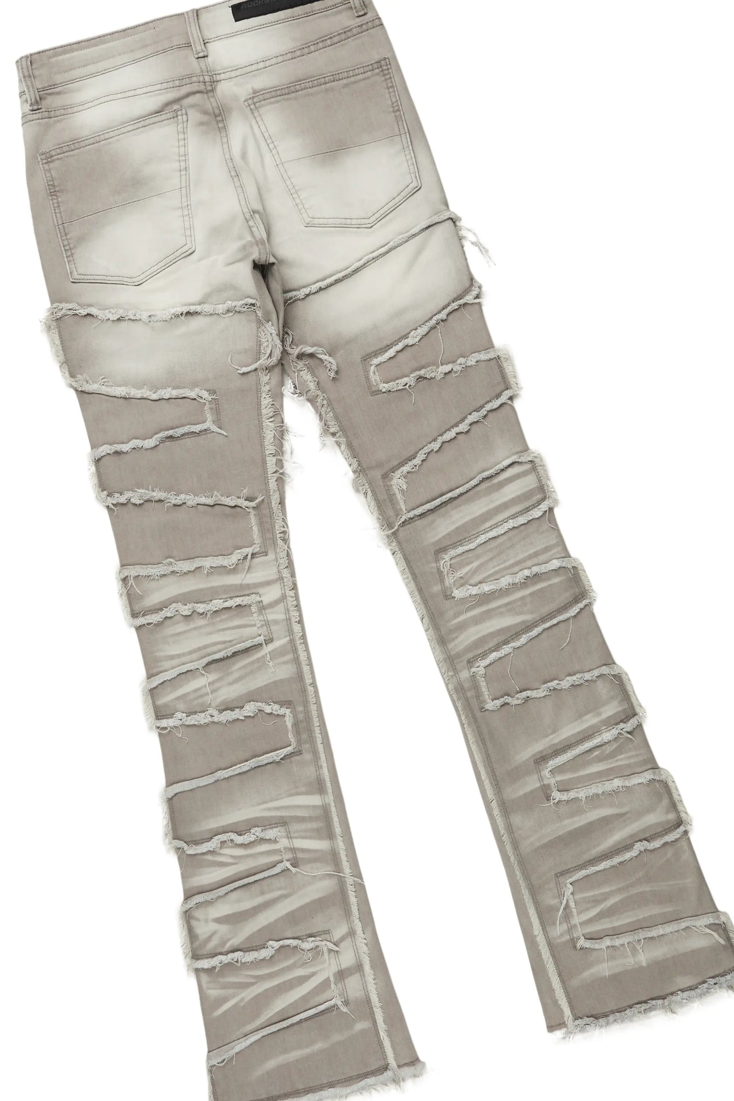 Dayte Nite White T-Shirt & Shake Grey Stacked Flare Jean