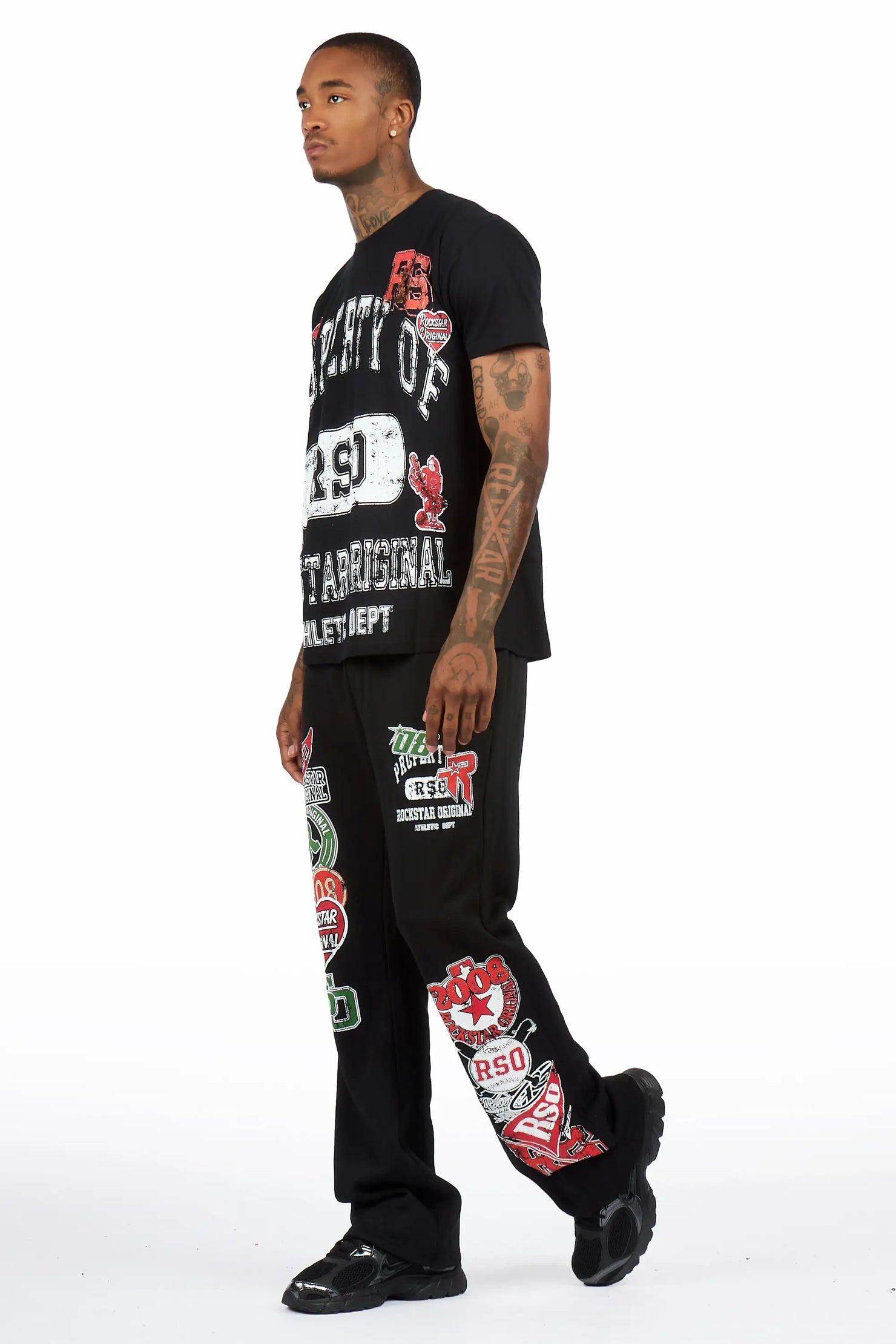 Syrix Black/Multi T-Shirt/Relaxed Track Set