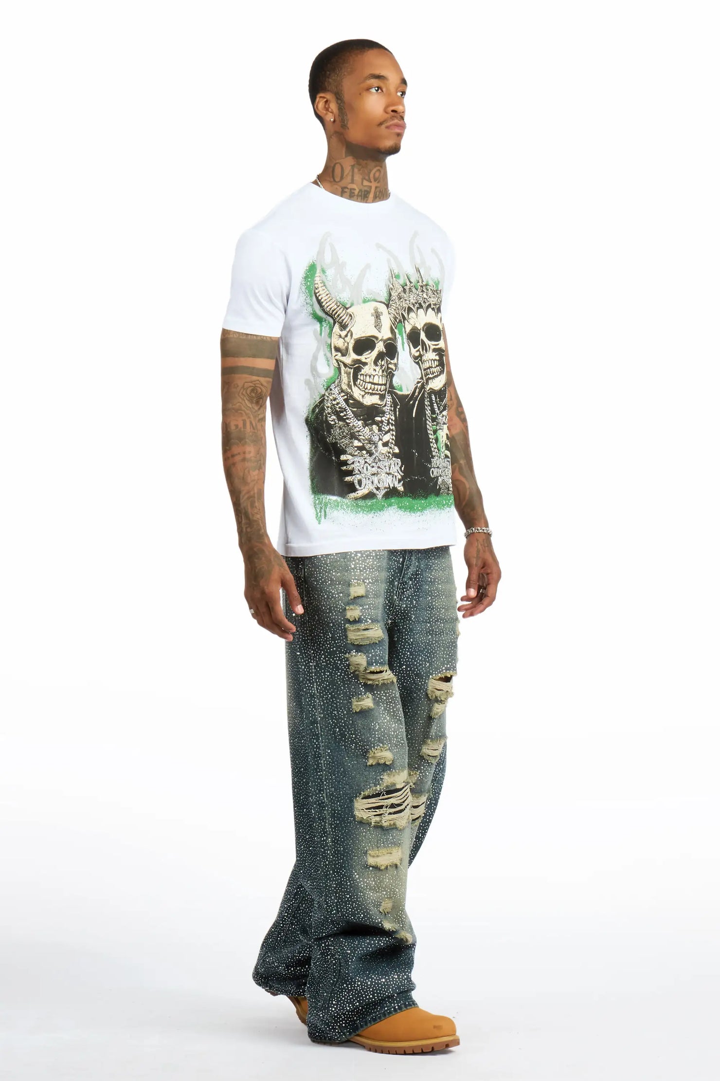 Hendrix Dark Blue Rhinestone Baggy Fit Jean