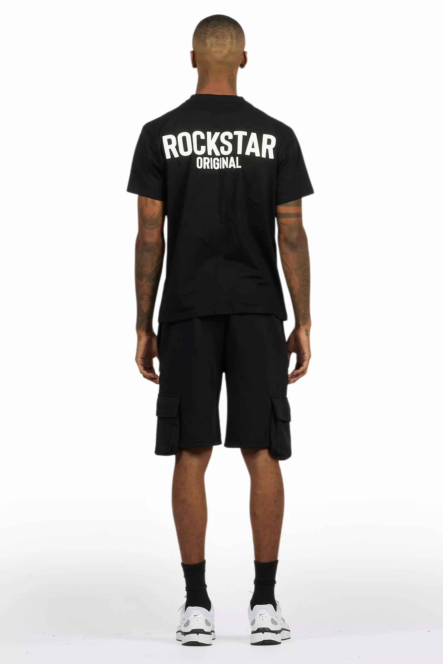 Sana Black/White T-Shirt Cargo Short Set