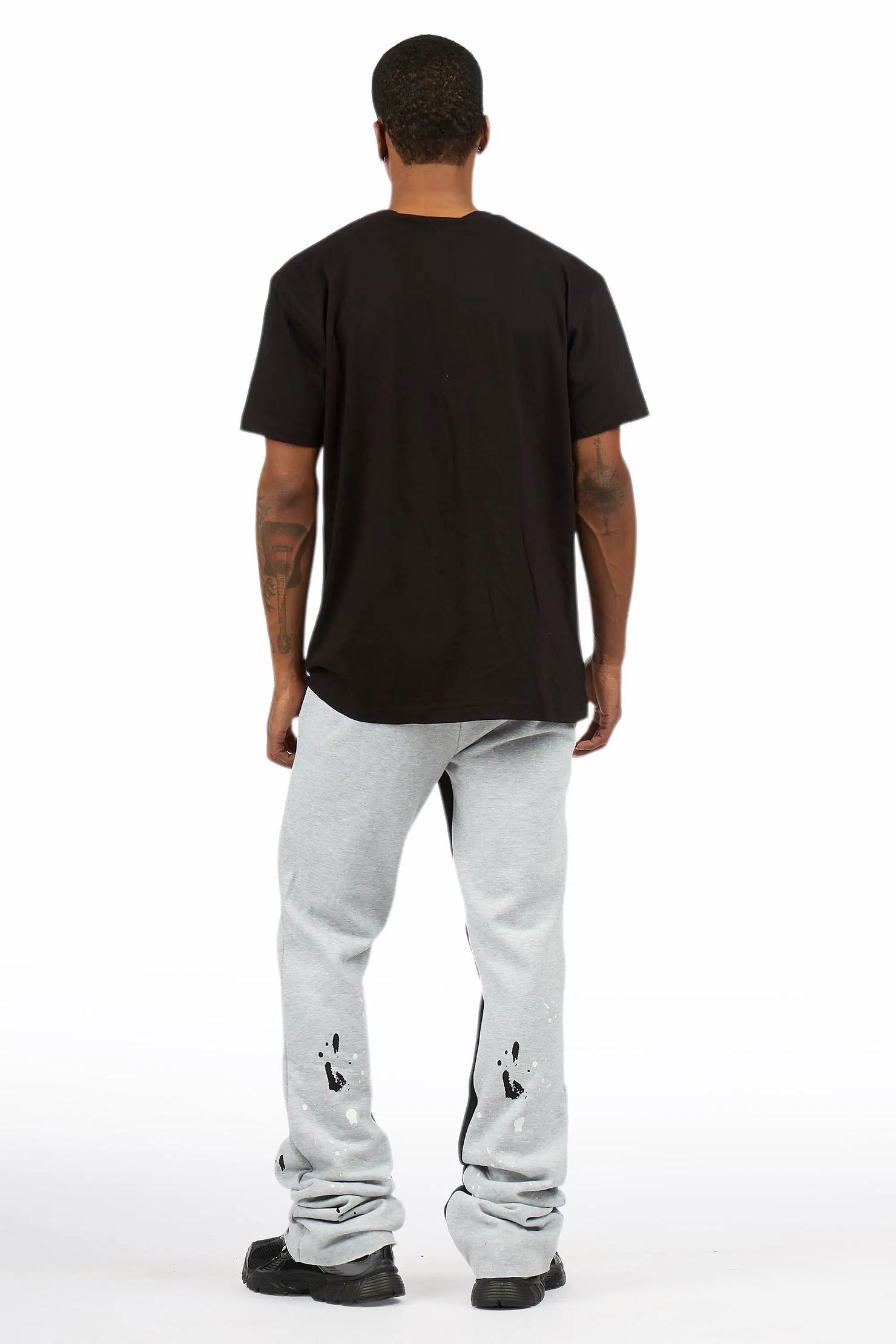 Scottie Black/Heather Grey T-Shirt/Stacked Flare Track Pant Set