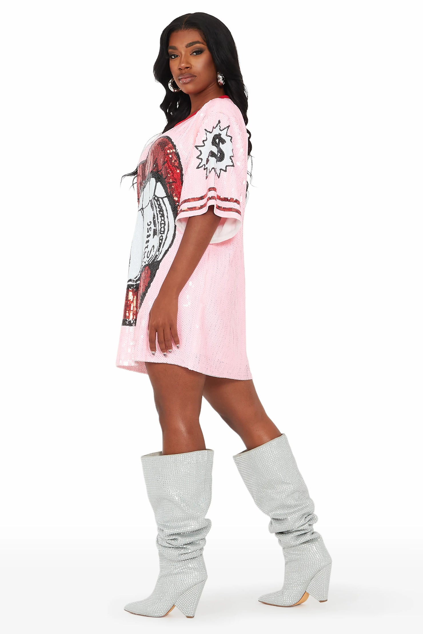 Money Hunny Pink Sequin Mini Dress