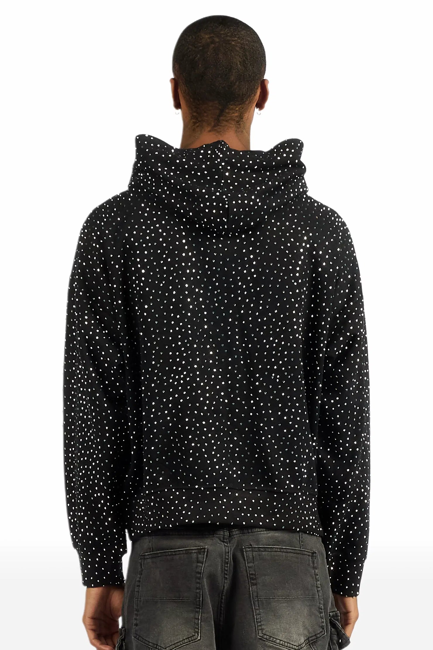 Crystiq Black/White Rhinestone Oversized Hoodie