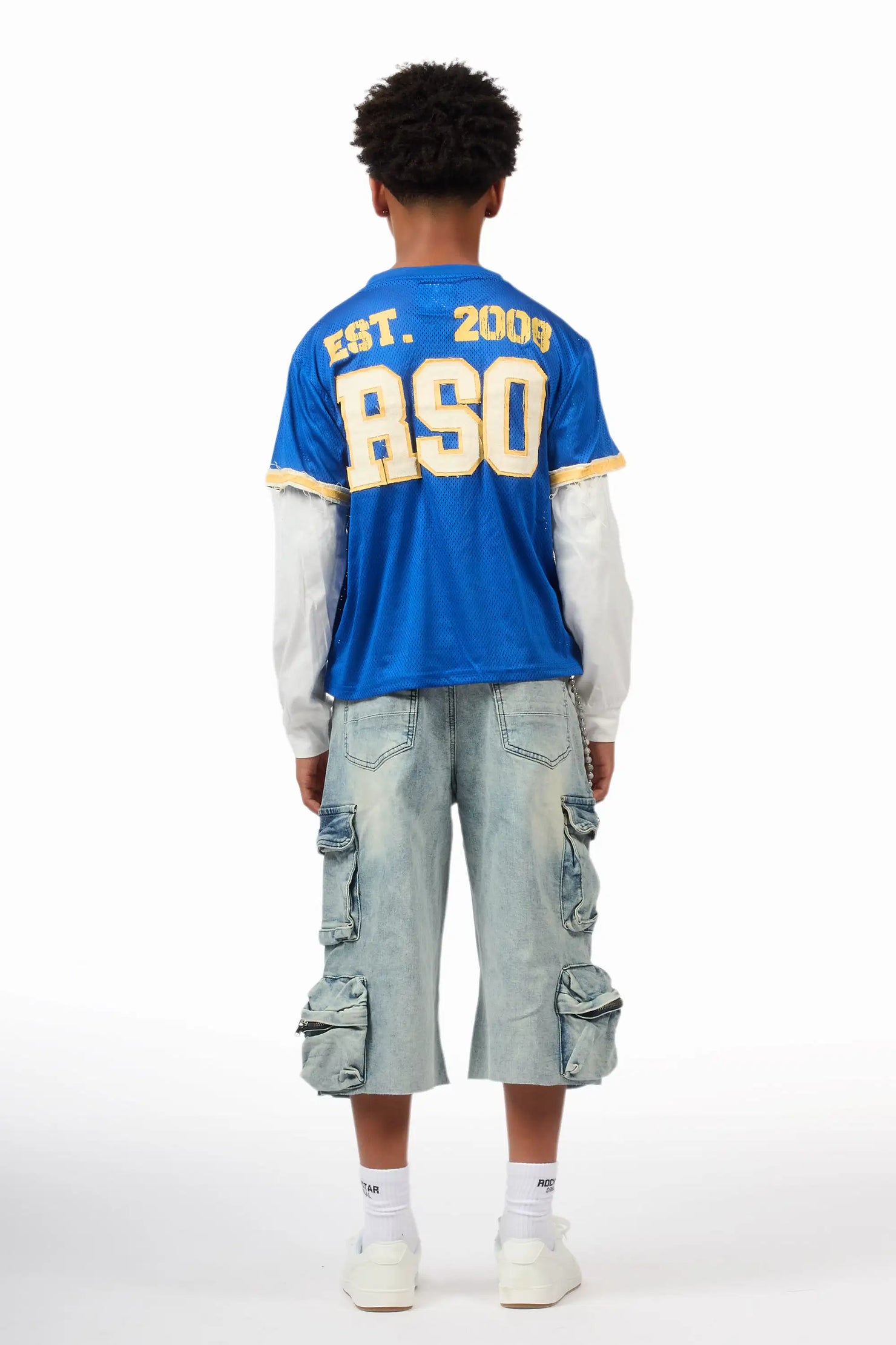 Boys Deston Royal Blue/Blue Double Layer T-Shirt/Denim Jort Set