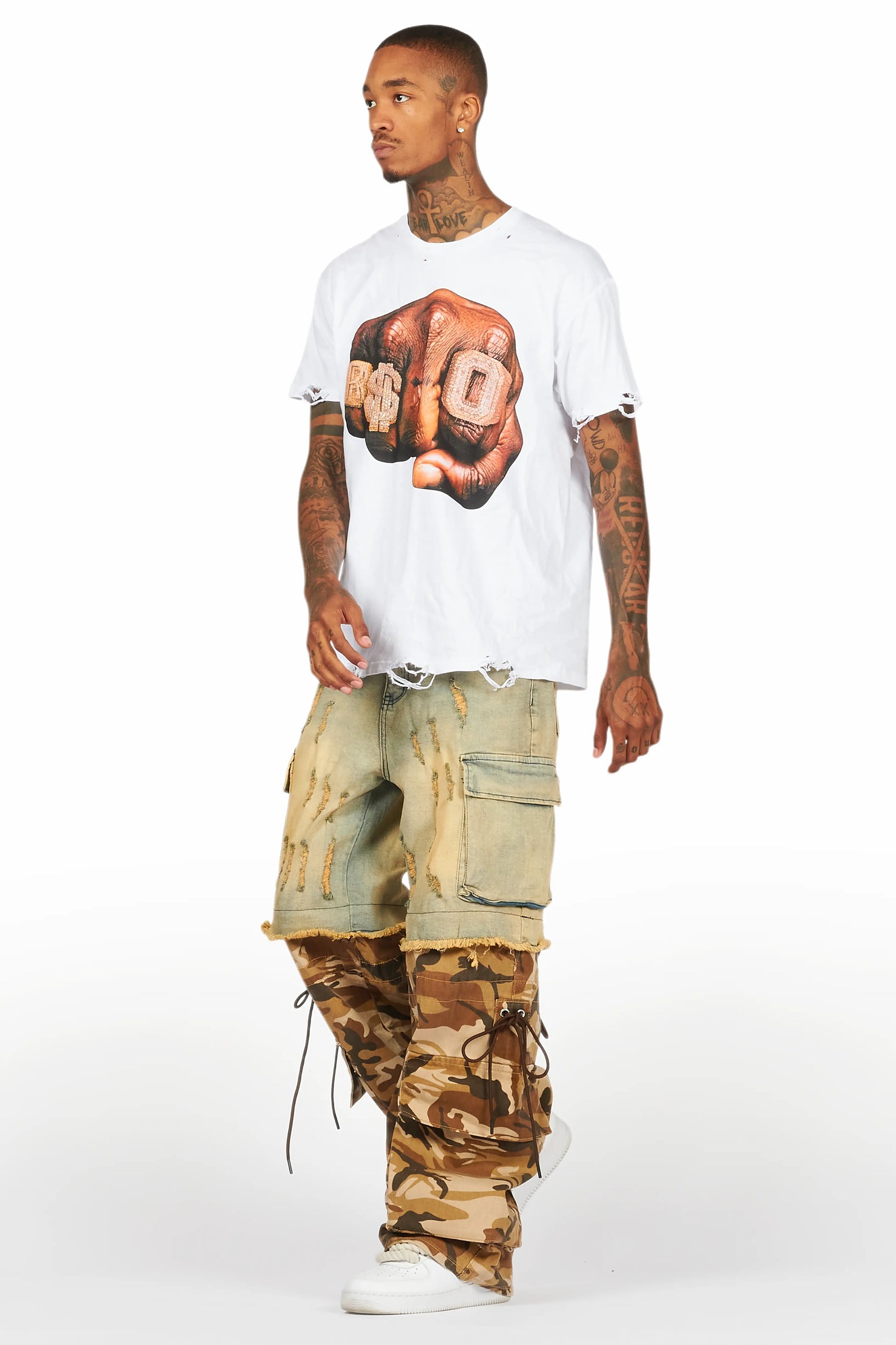 Baatar Blue/Brown Camo Baggy Fit Jean