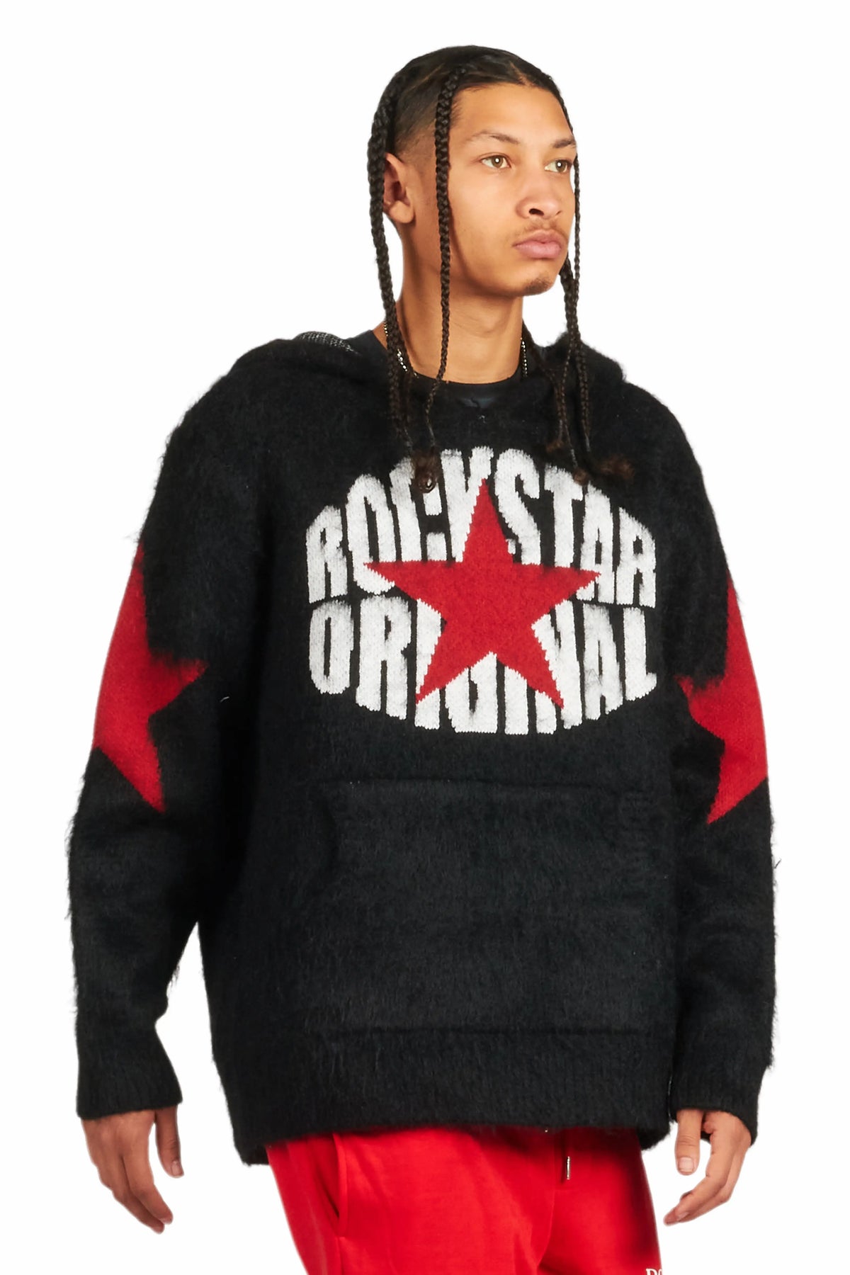 States Black Graphic Knitted Hoodie