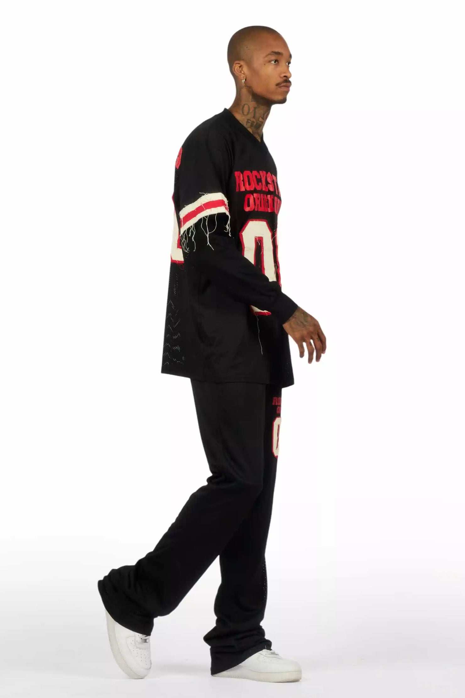 Deston Black Double Layer T-Shirt/Baggy Pant Set