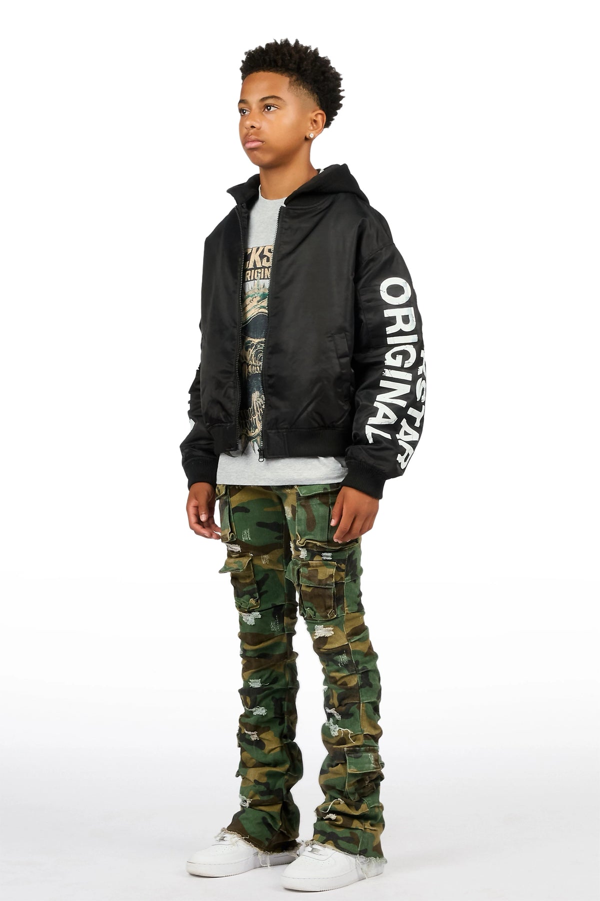 Boys Gentry Camo Stacked Flare Jean