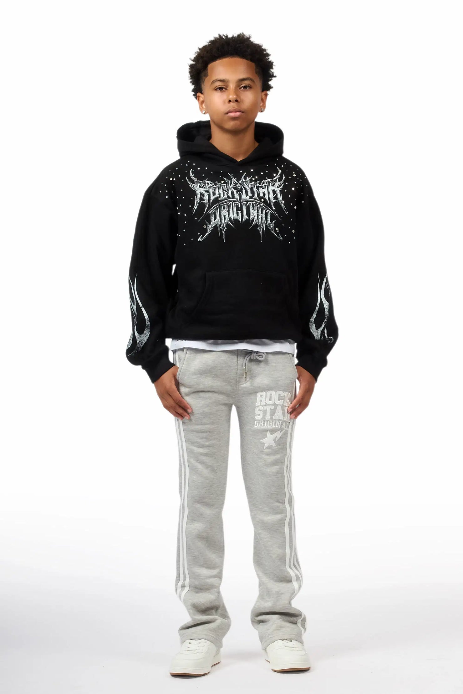 Boys Gerrit Grey Stacked Baggy Track Pant