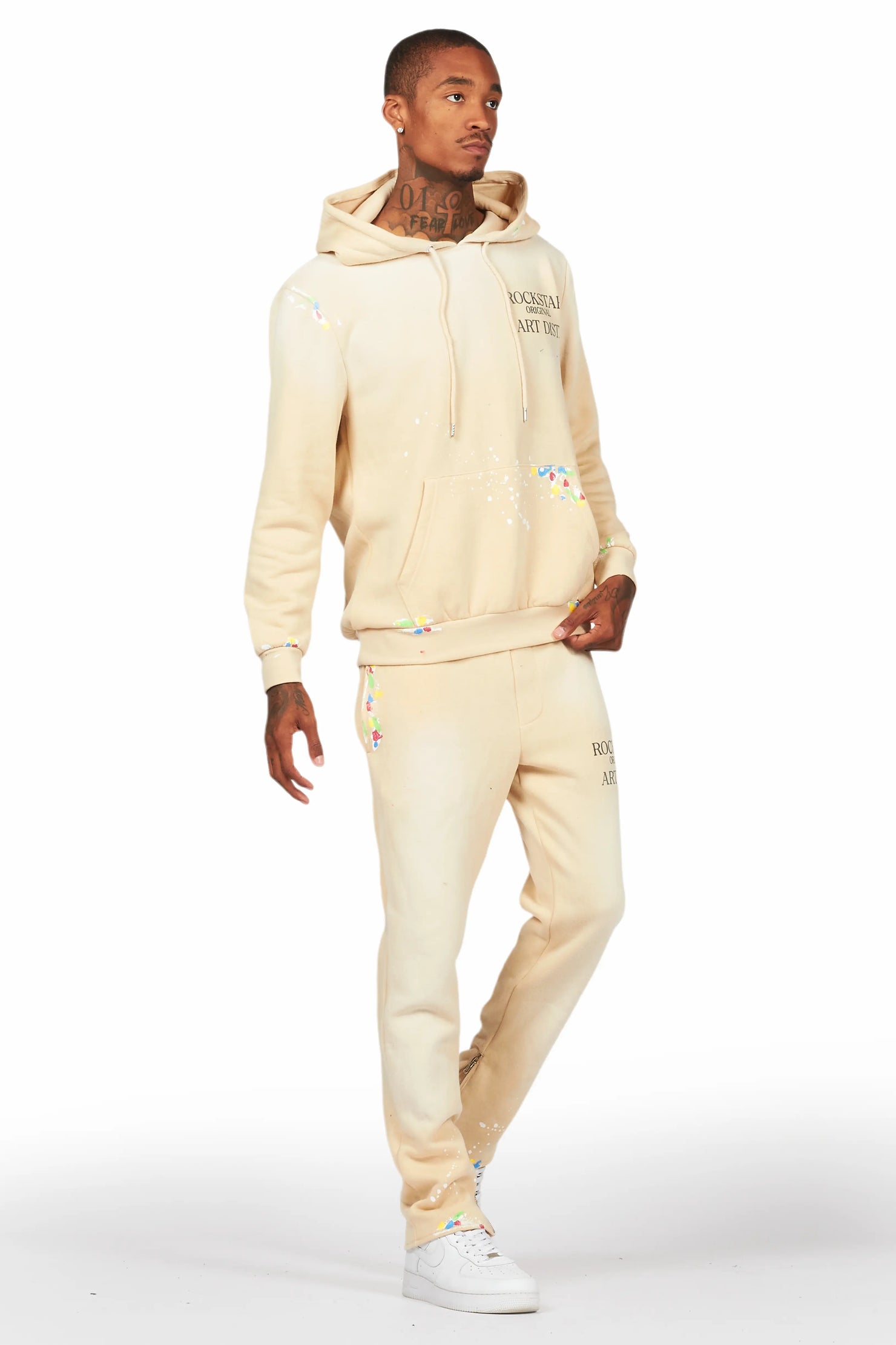 Rockstar Art Dist. Beige Slim Fit Track Set