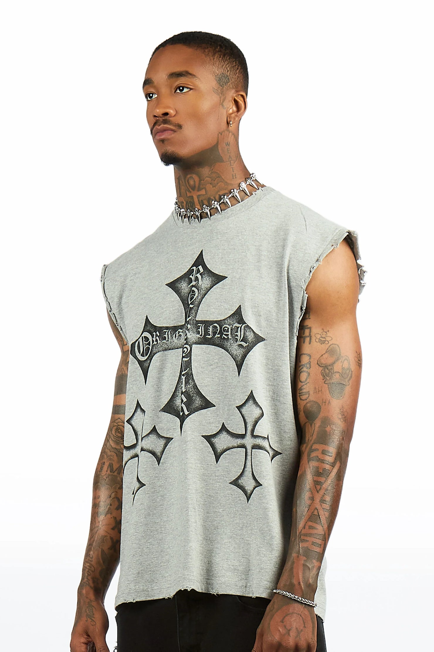Marizon Grey Cut off Tee