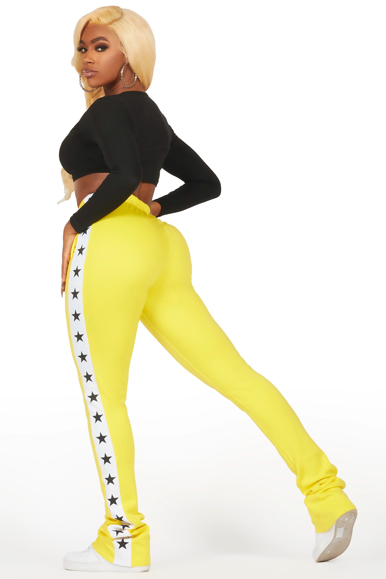 Kevona Yellow Super Stacked Track Pant