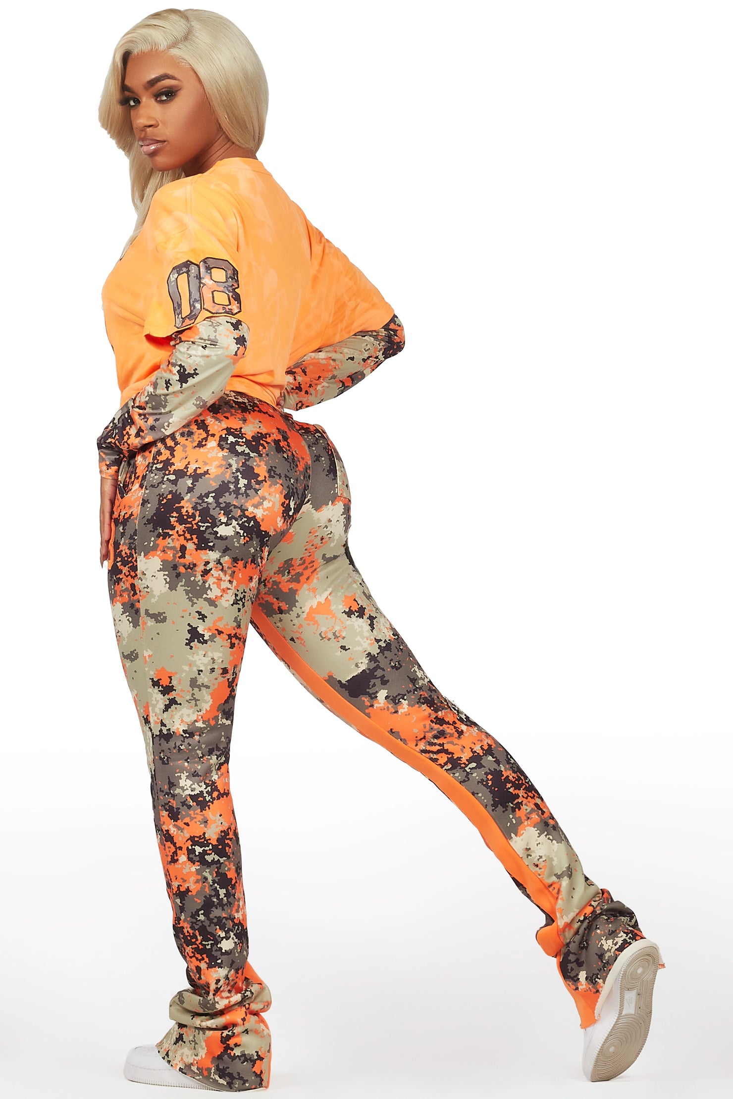 Chriseana Orange/Digital Camo Double Layer T-Shirt Trackset