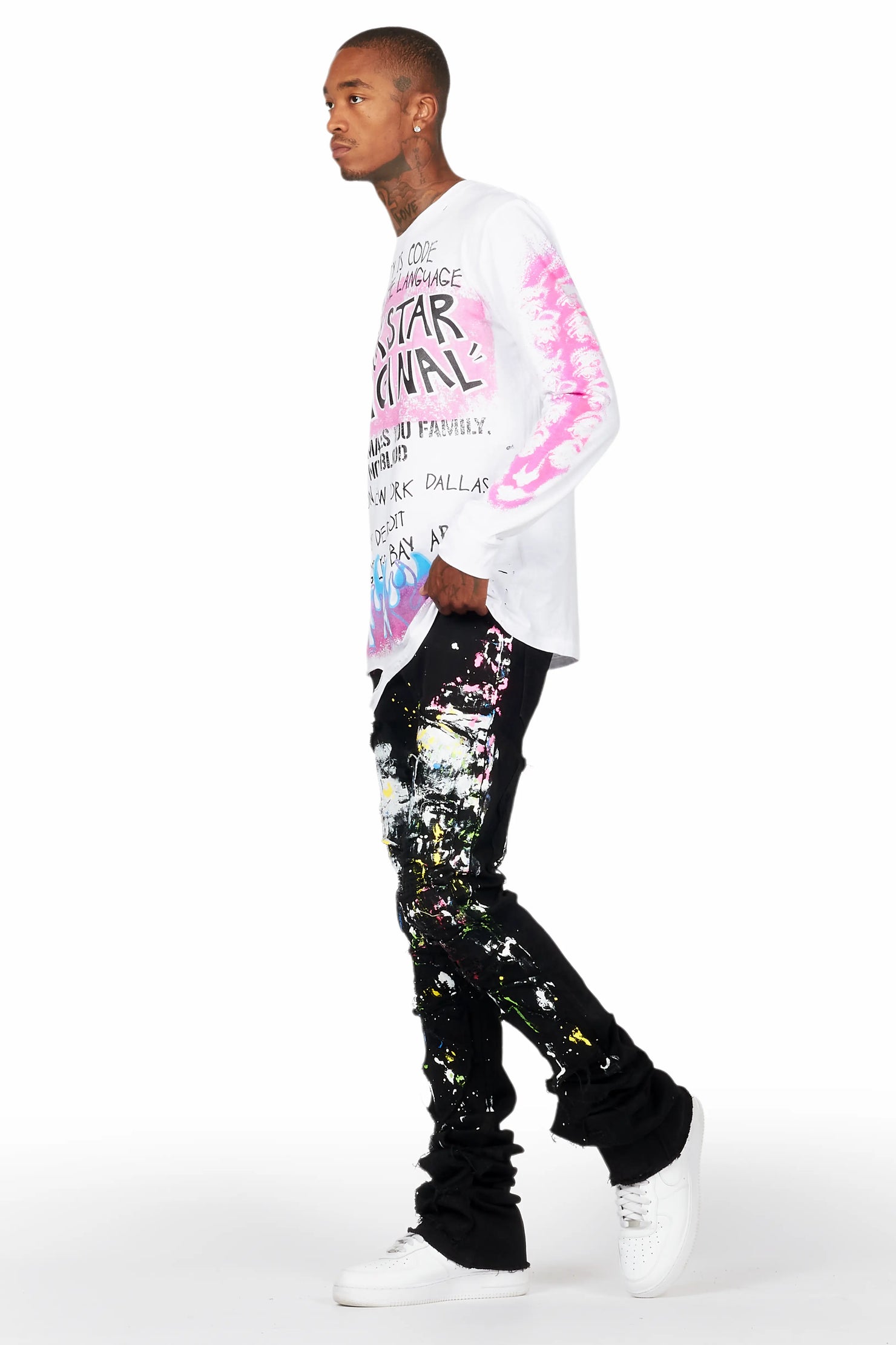 Dallon Black Painter Super Stacked Flare Jean