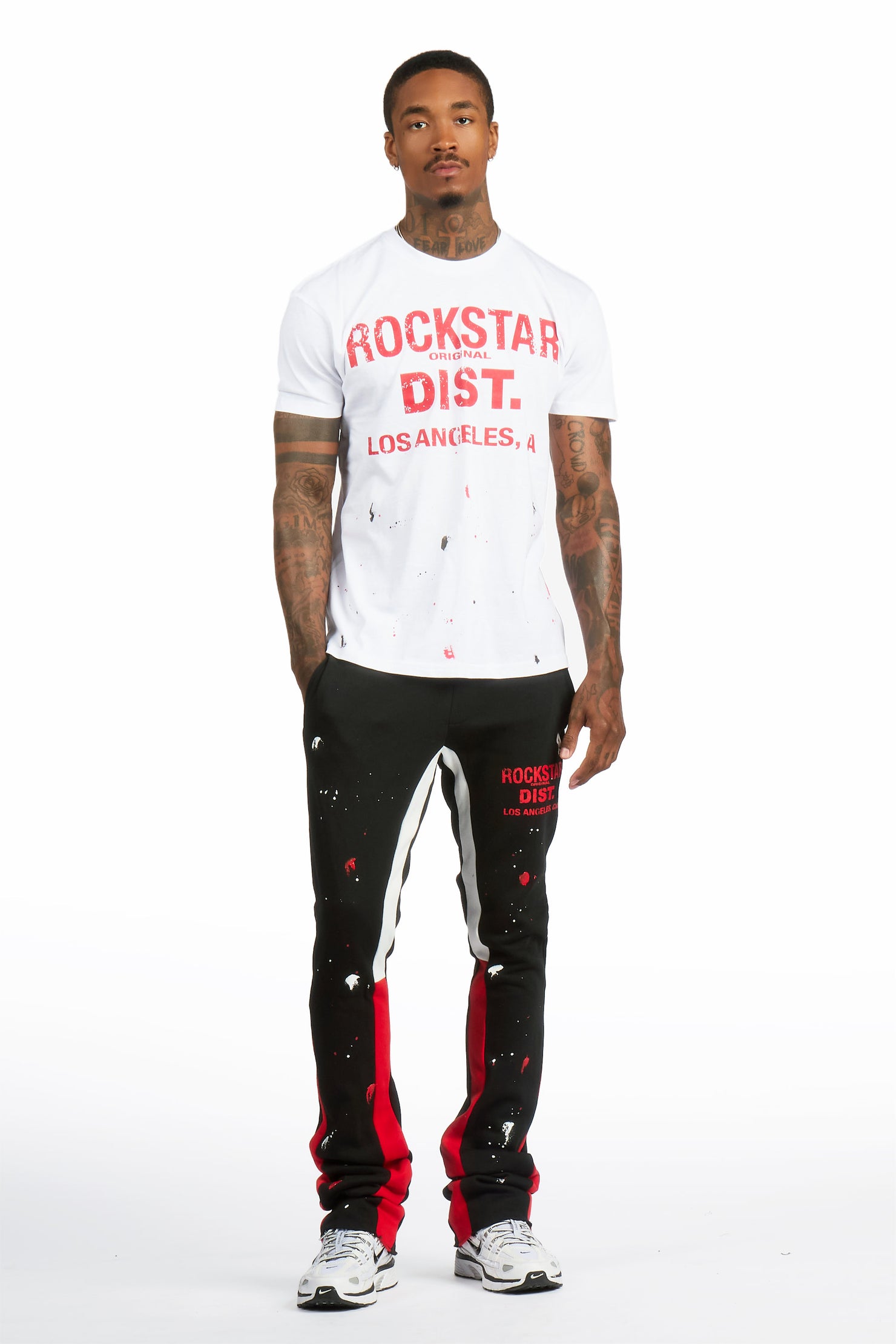 Scottie White/Black T-Shirt/Stacked Flare Track Pant Set