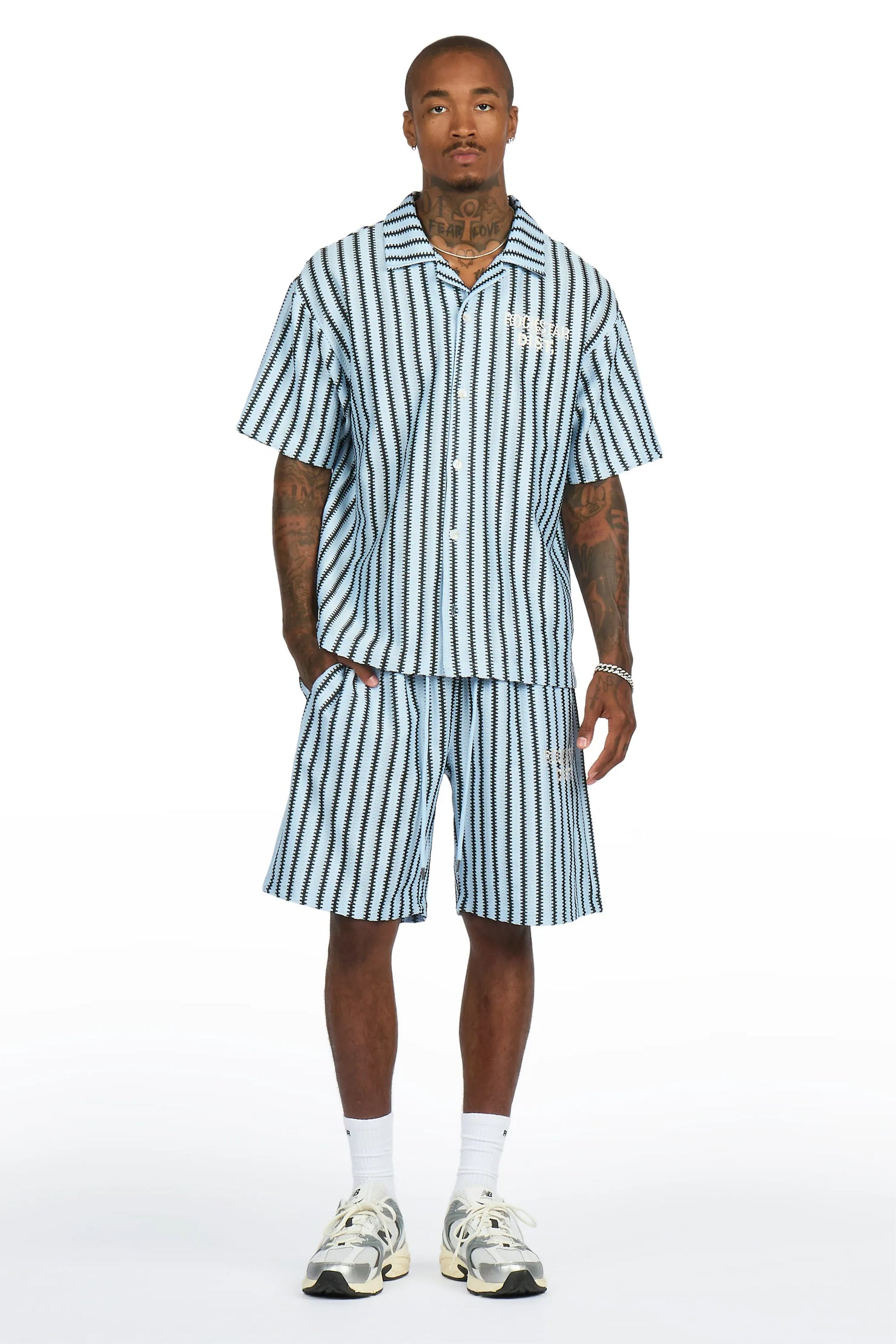 Gerald Light Blue Button Down Shirt/Short Set