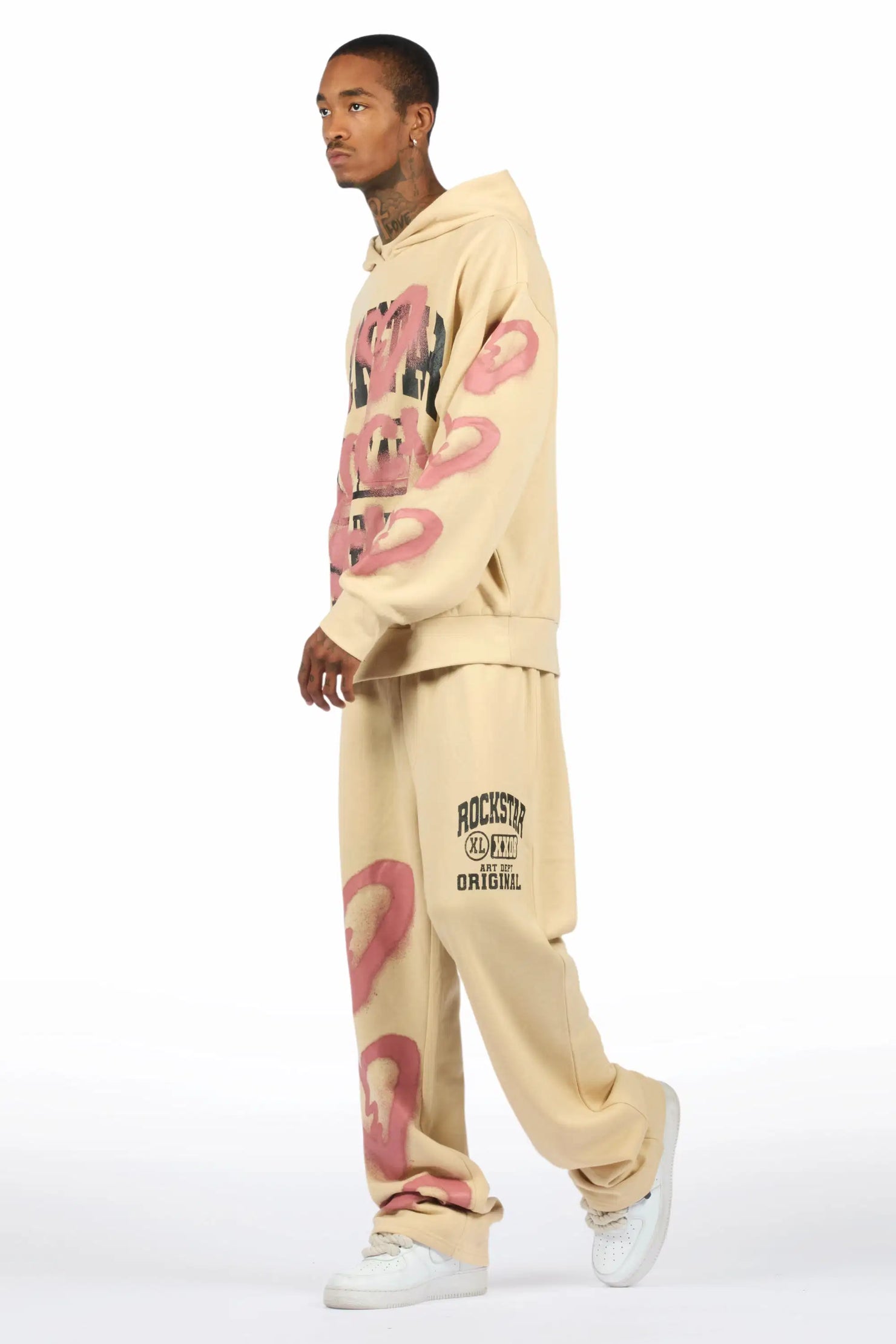 Loverdose Beige Hoodie/Baggy Pant Track Set