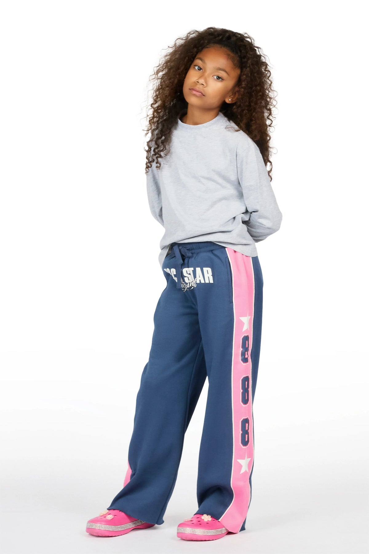 Girls Airelle Navy/Pink Baggy Track Pant