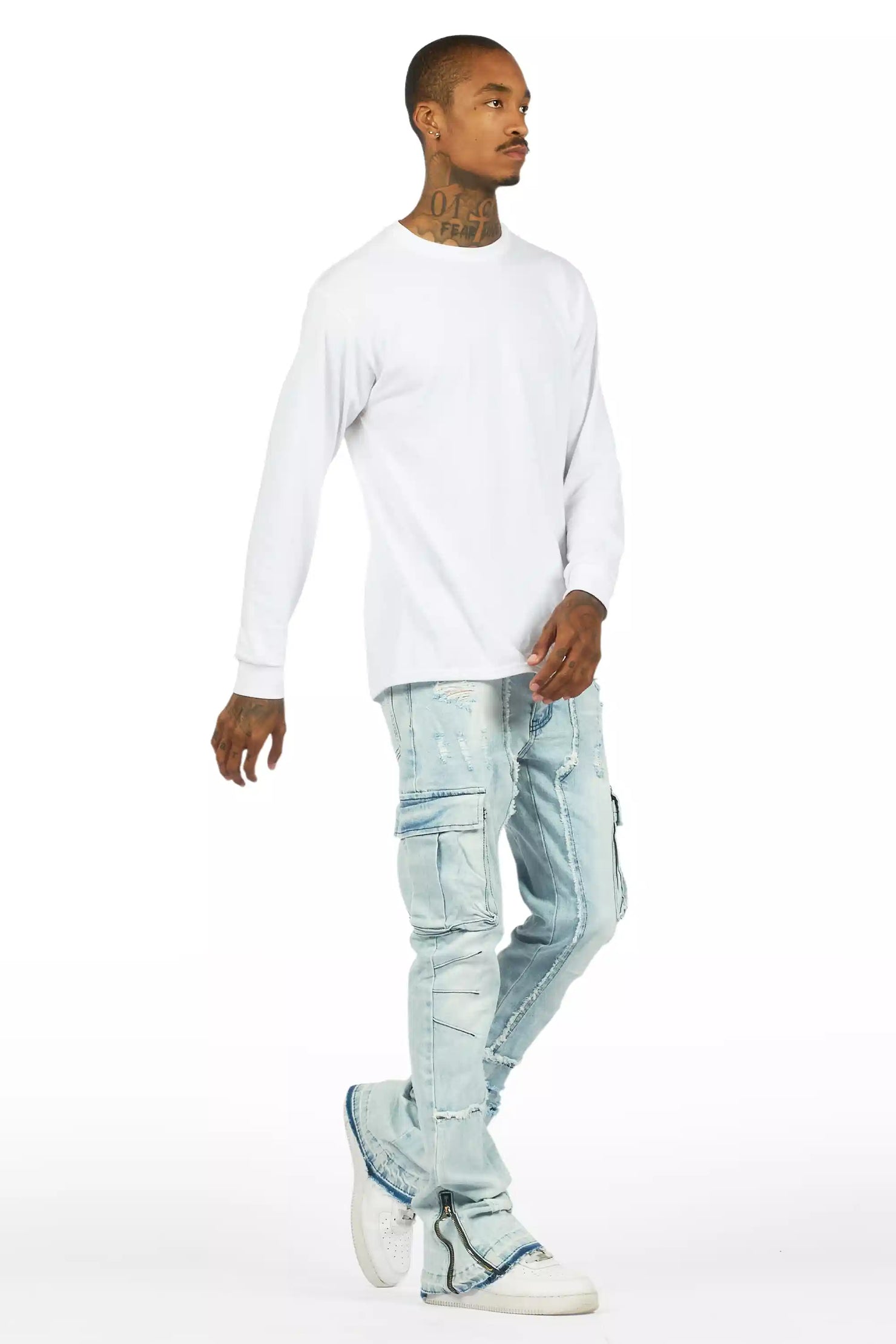 Aftermath Light Blue Stacked Flare Jean