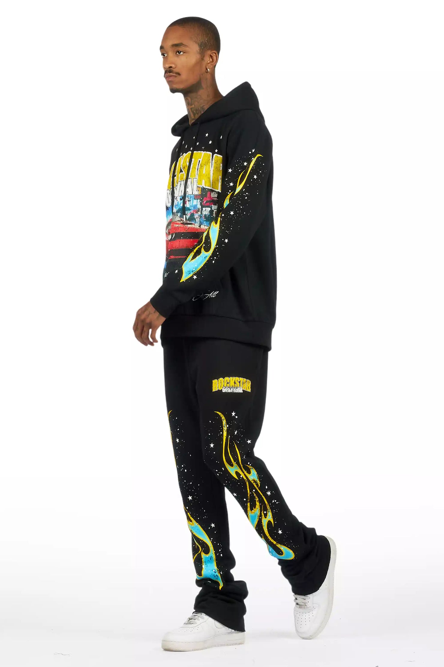 Tokyo Car Black Hoodie Stacked Track Set