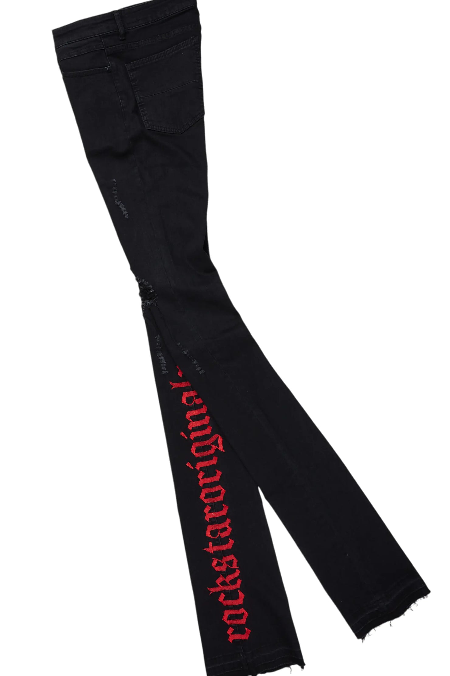 Karlo Red Hoodie/Super Stacked Flare Jean Bundle