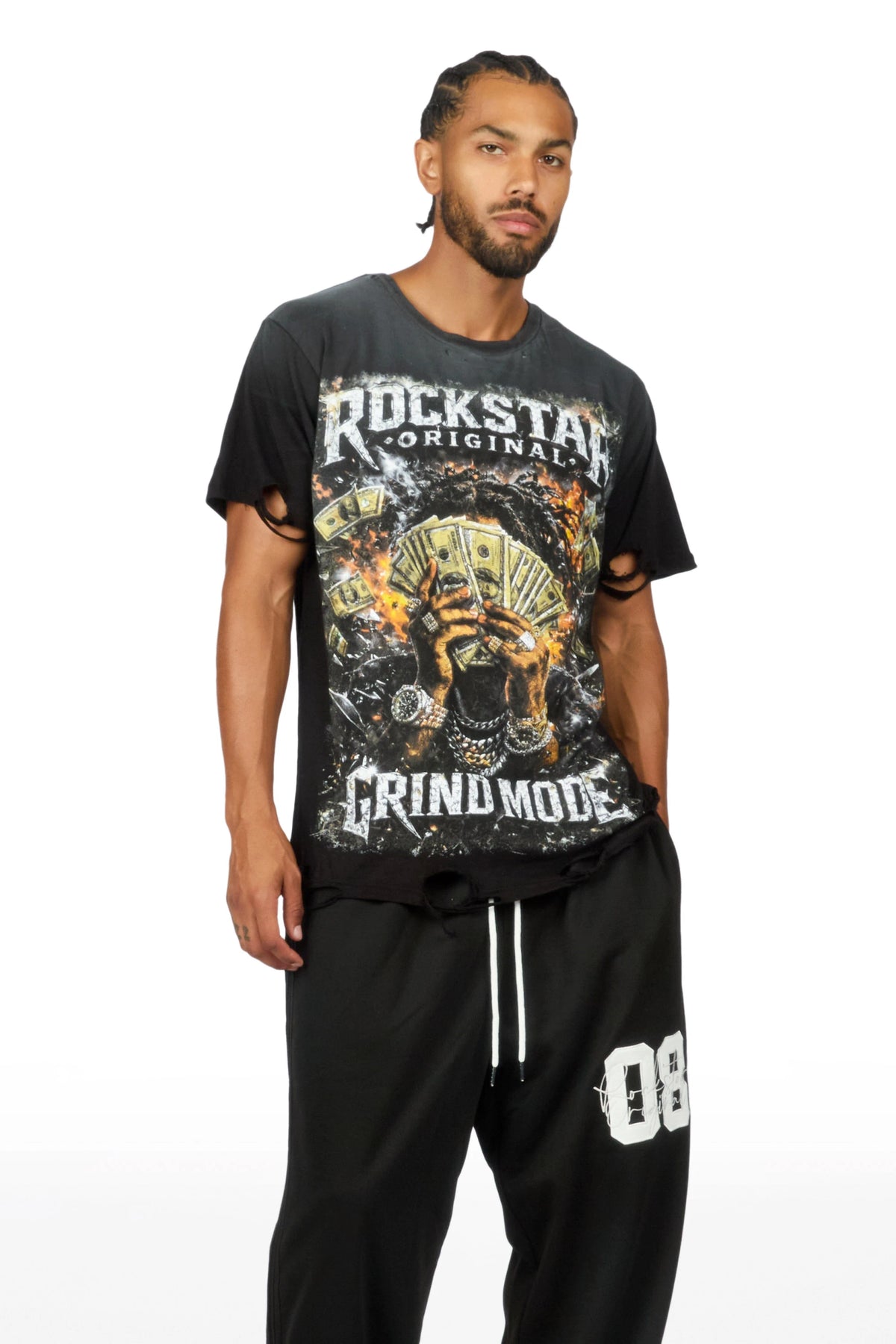 LaJordan Black Oversized Graphic T-Shirt