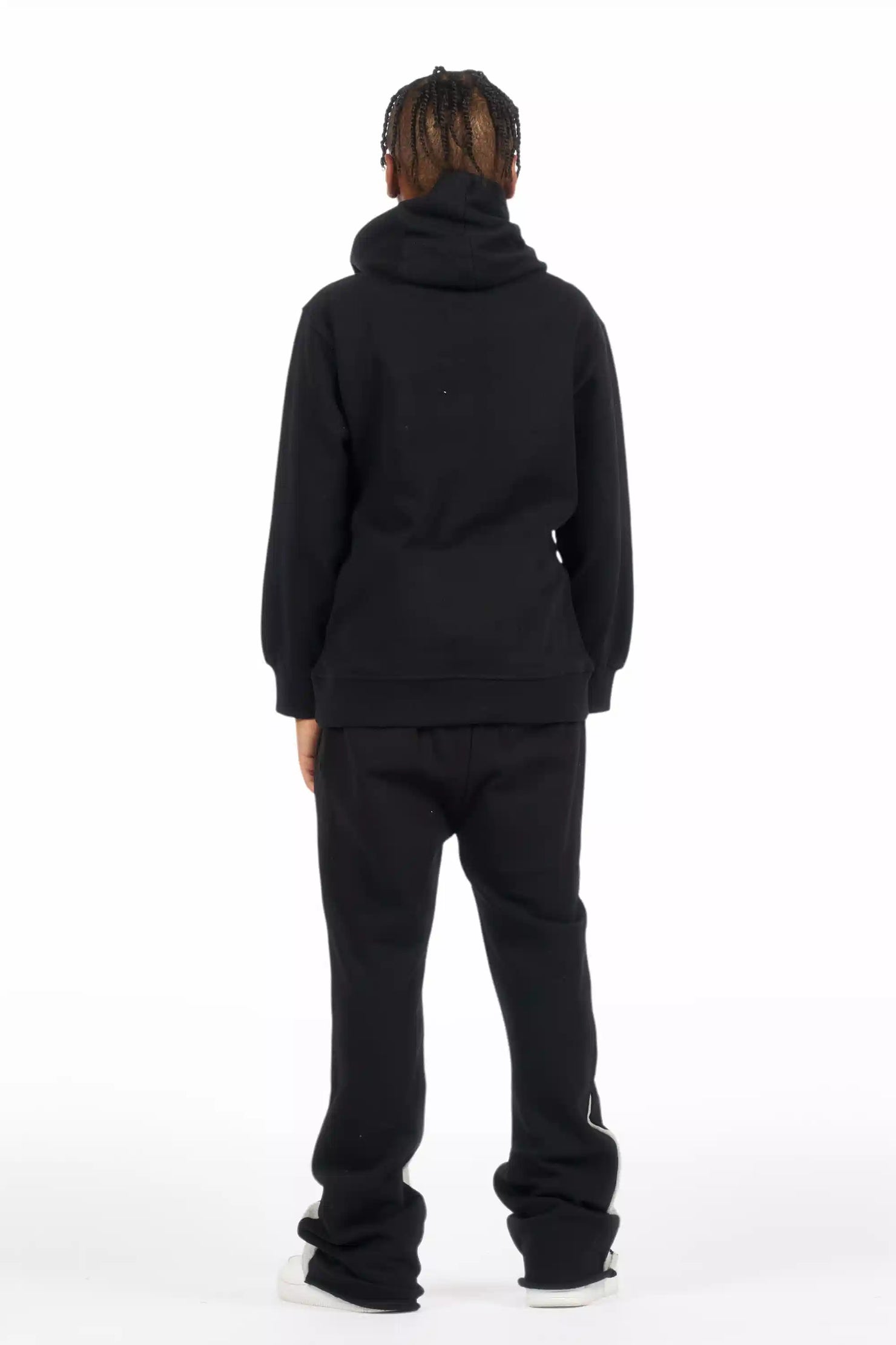 Boys Beau Black/Yellow Hoodie Stacked Flare Track Set