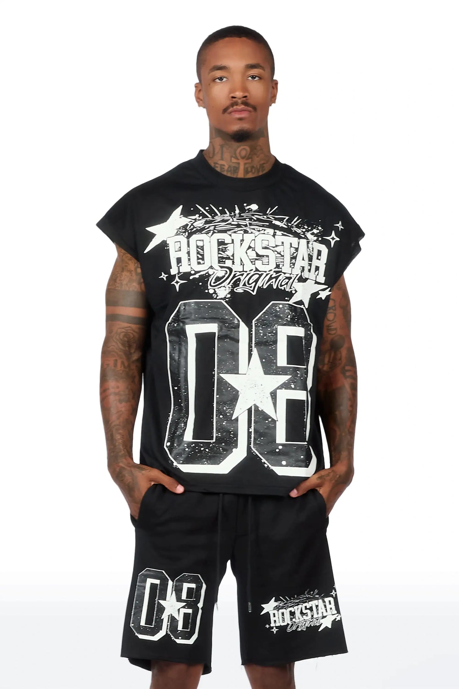 Allstar Cut Sleeve Black/White T-Shirt Short Set