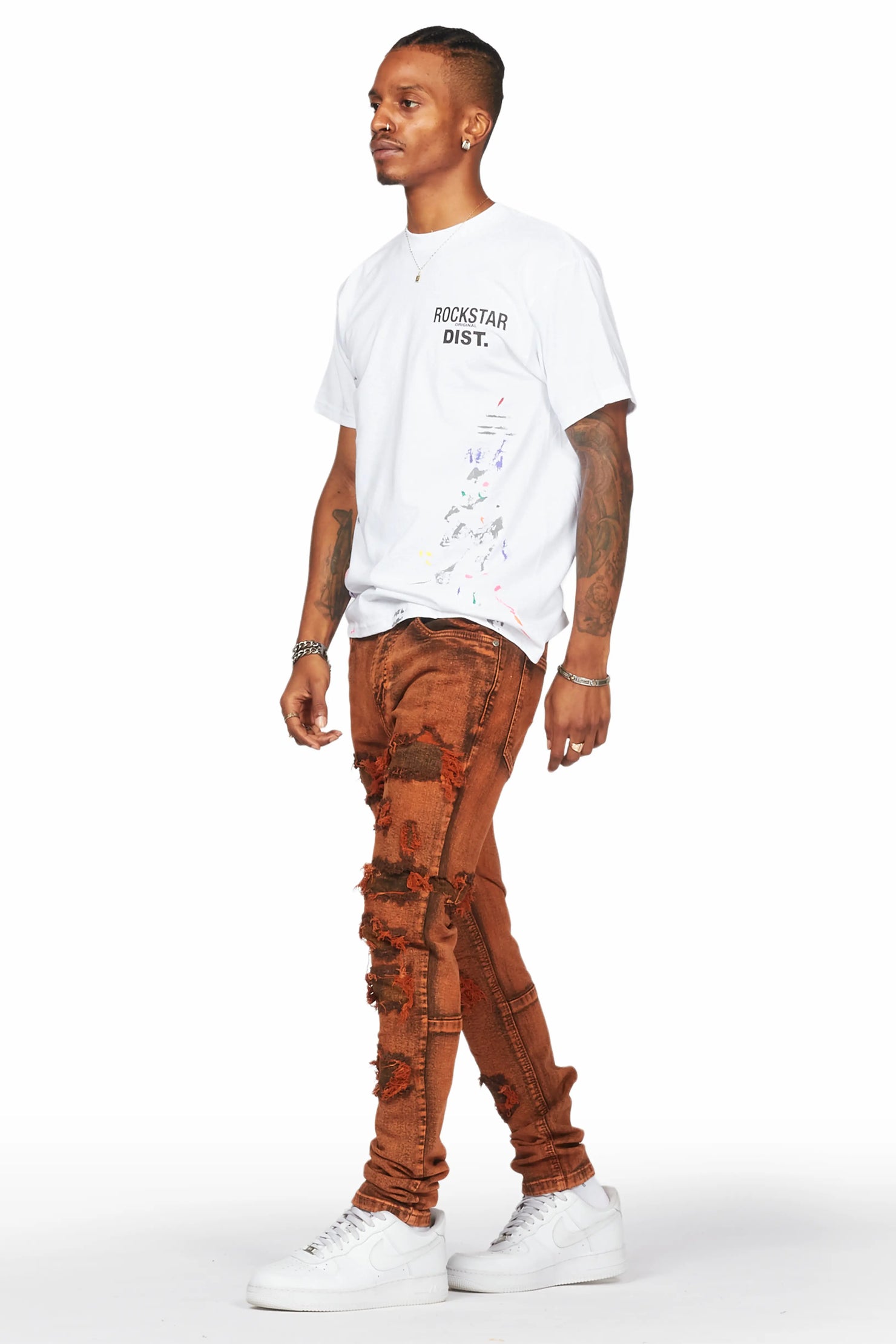 Dalit Orange Under Patch Skinny Fit Jean