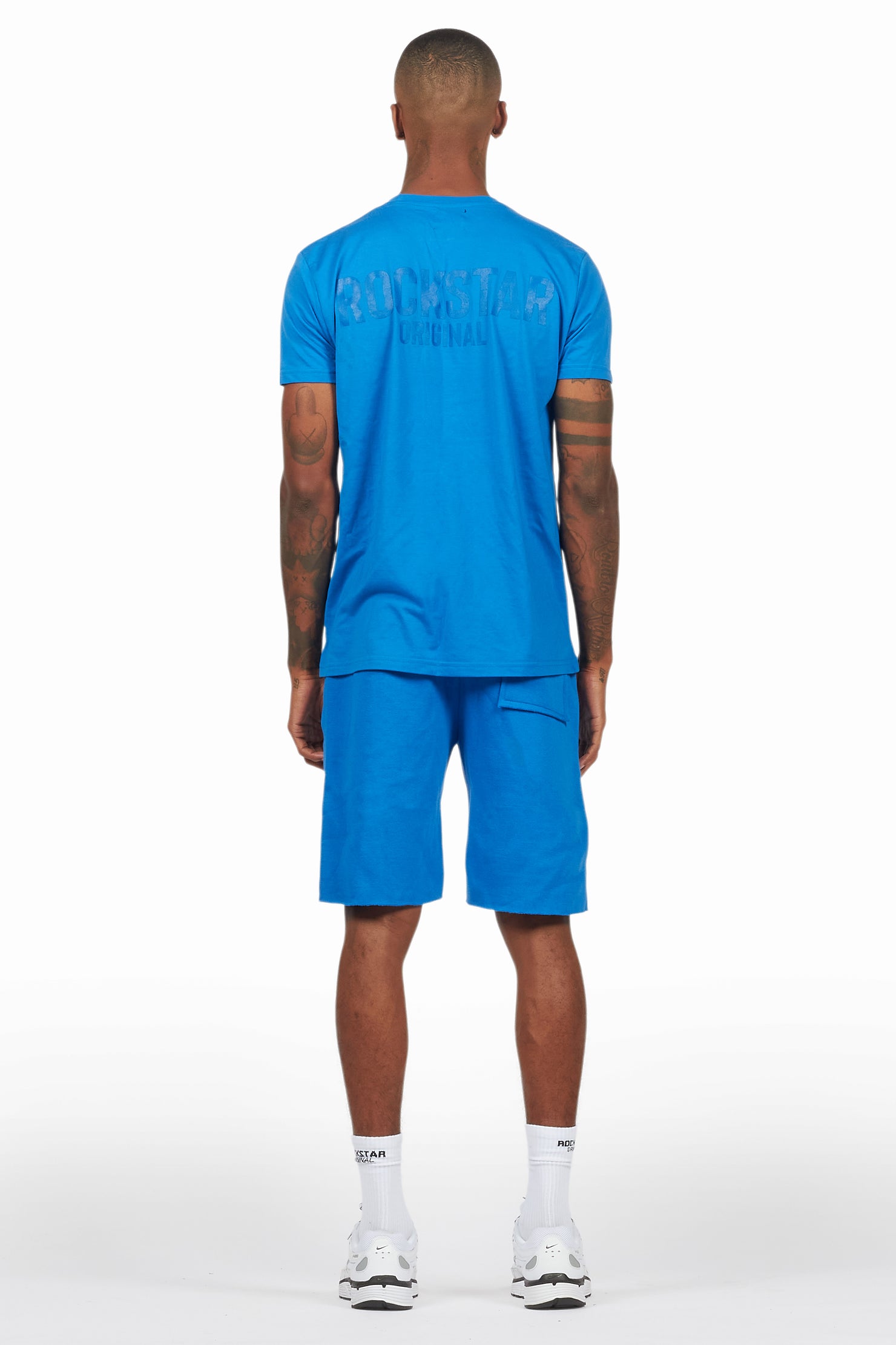 Sana Royal Blue T-Shirt/Raw Edge Short Set