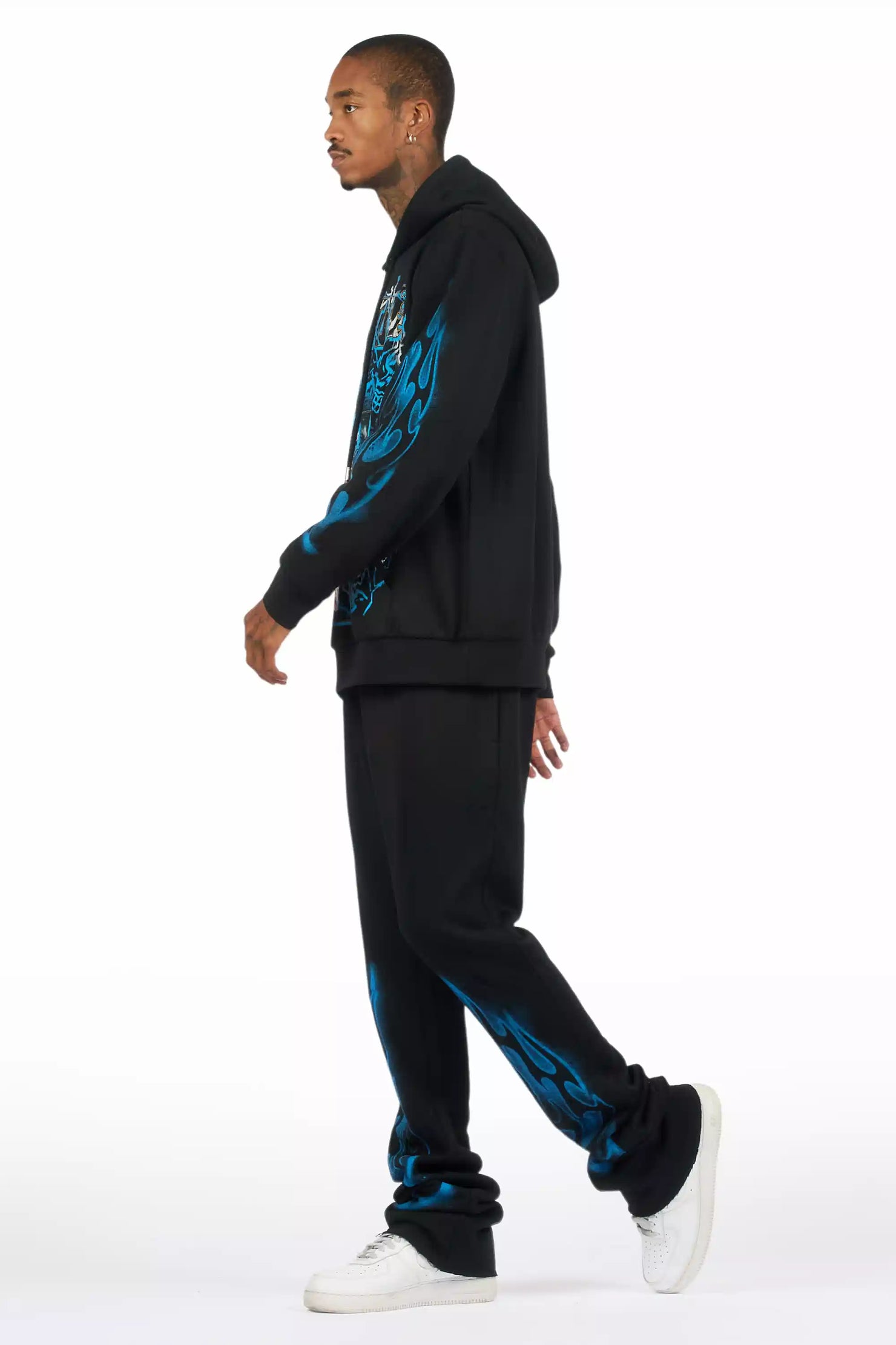 Eros Black Hoodie/Stacked Pant Track Set
