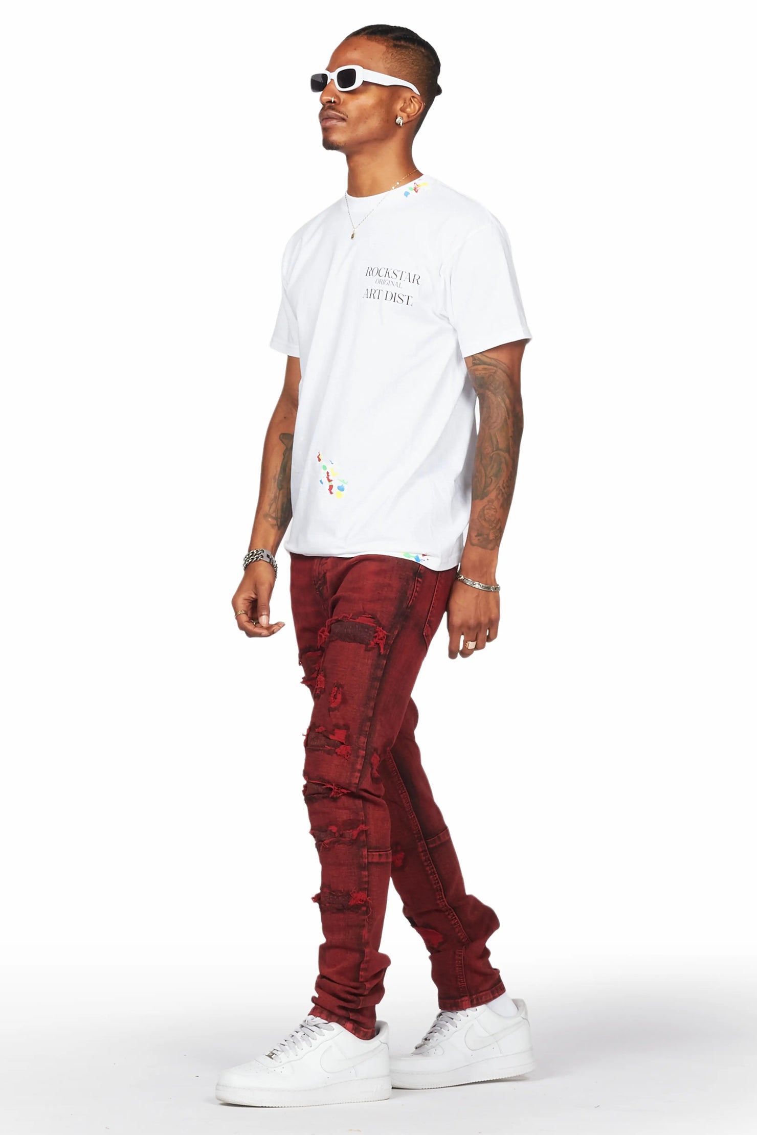 Dalit Red Under Patch Skinny Fit Jean