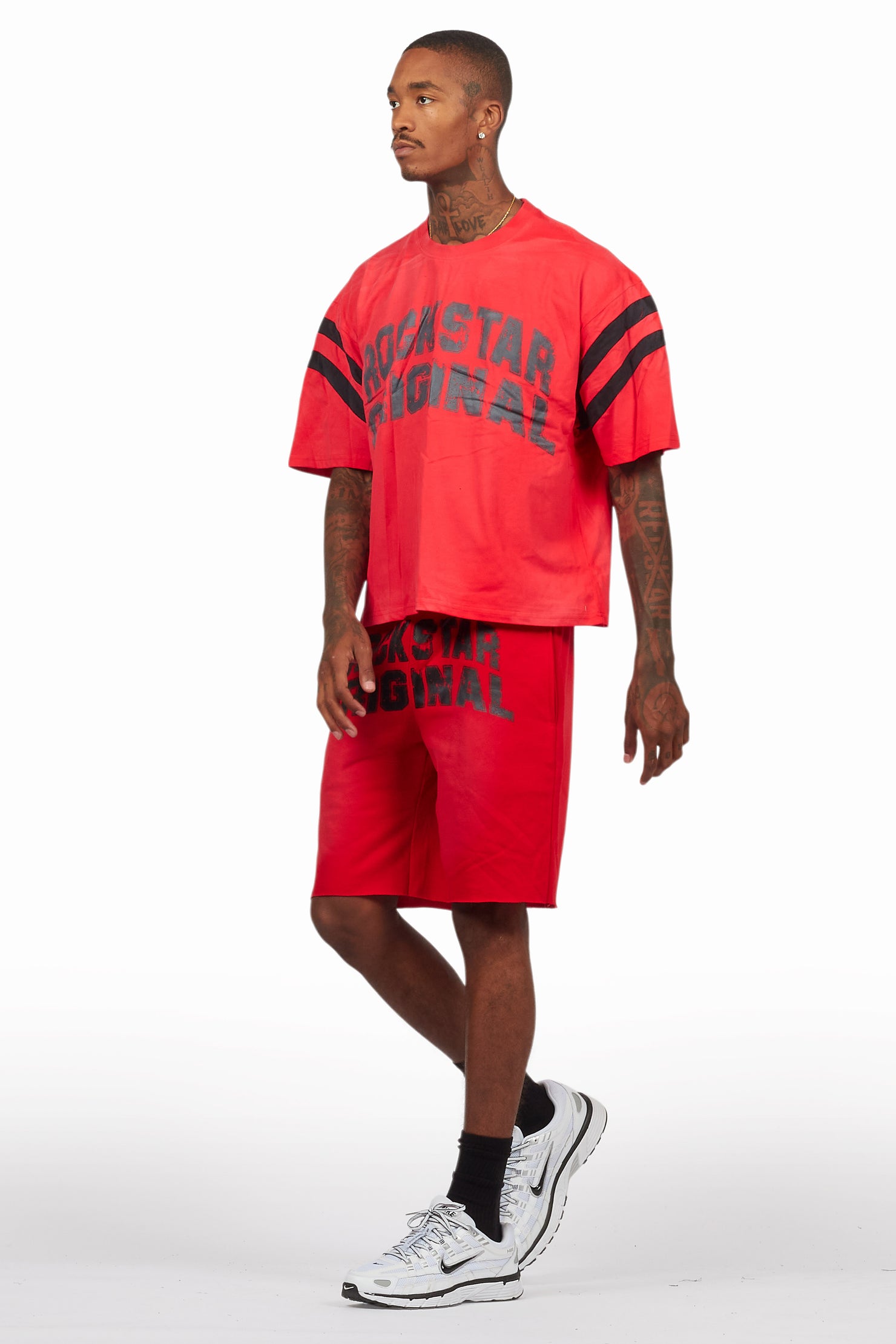 Tumo Red Crop Boxy Tee Short Set