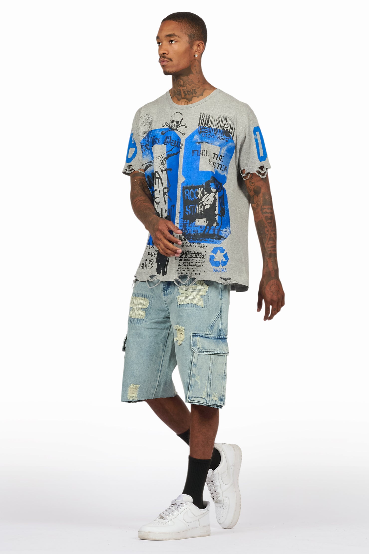 Grill Grey/Light Blue T-Shirt/Denim Short Set