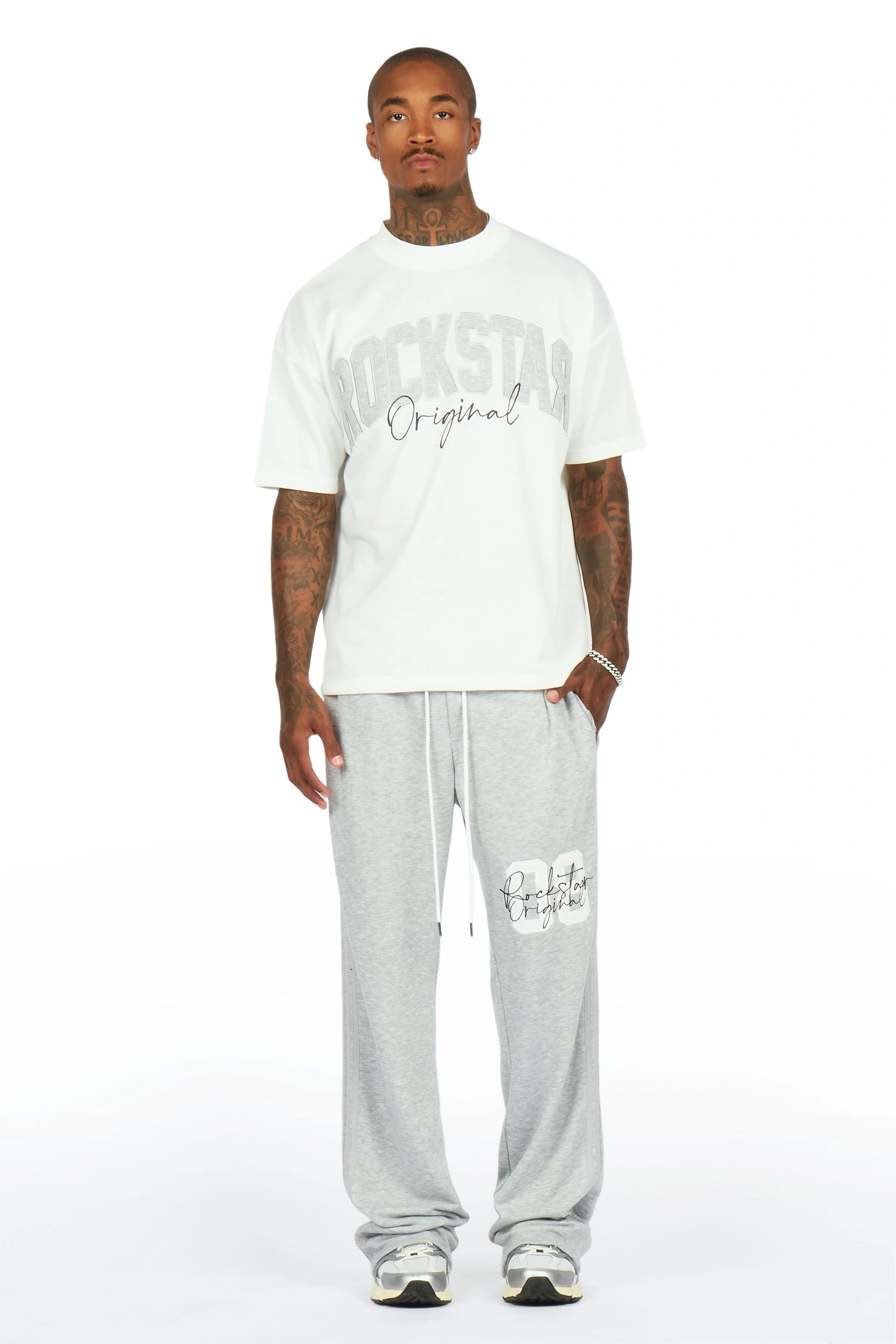 Zymir Heather Grey French Terry Chenille Tee/ French Terry Relaxed Track Set