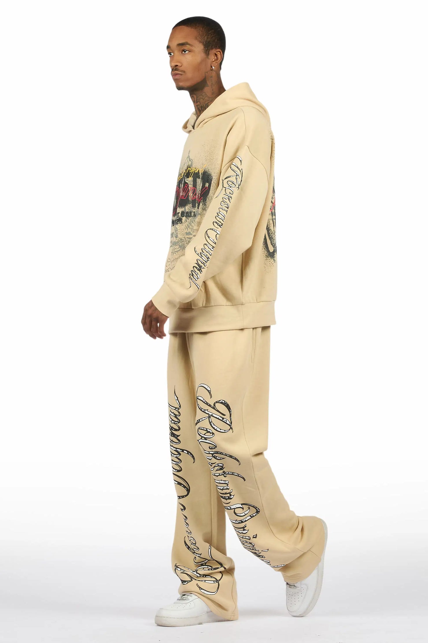 Enkel Beige Hoodie/Baggy Pant Track Set