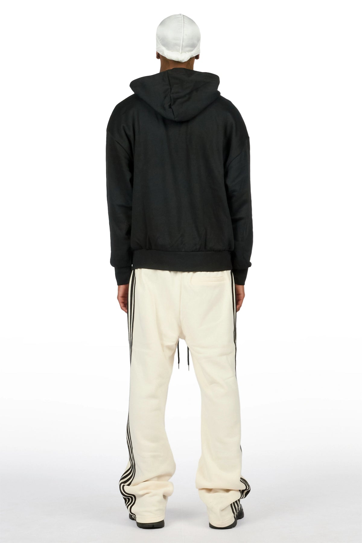 Yazan Black/Cream French Terry Relaxed Pant