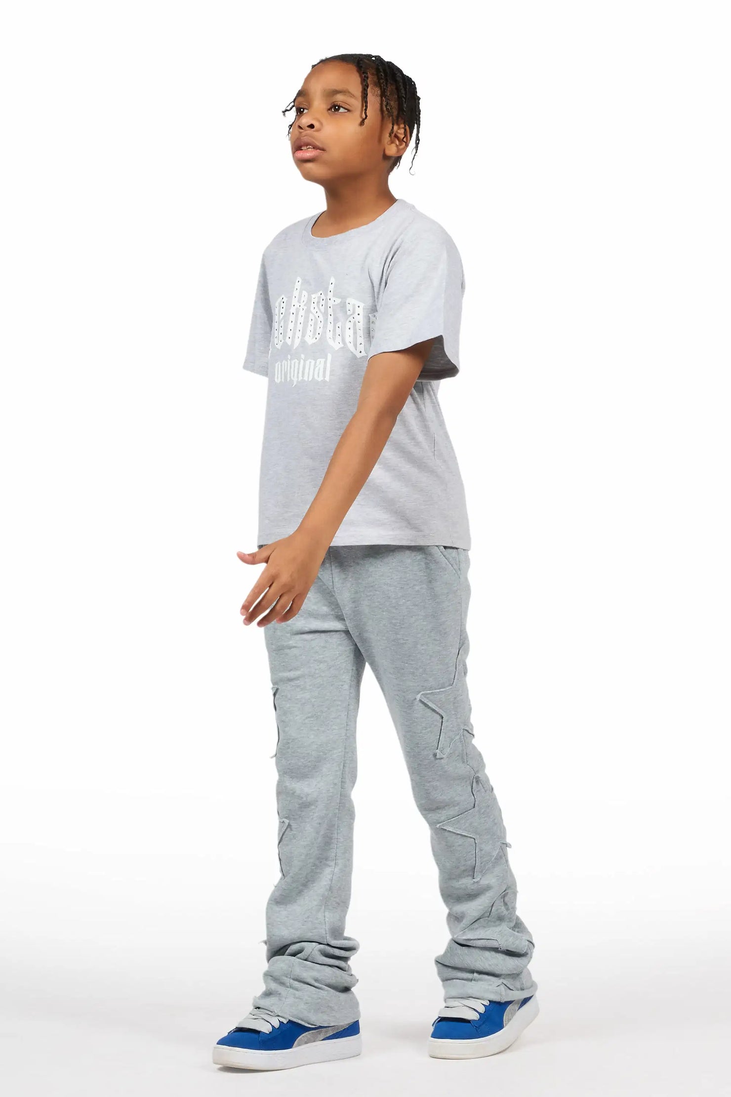 Boys Sinayah Grey Baggy Track Pant