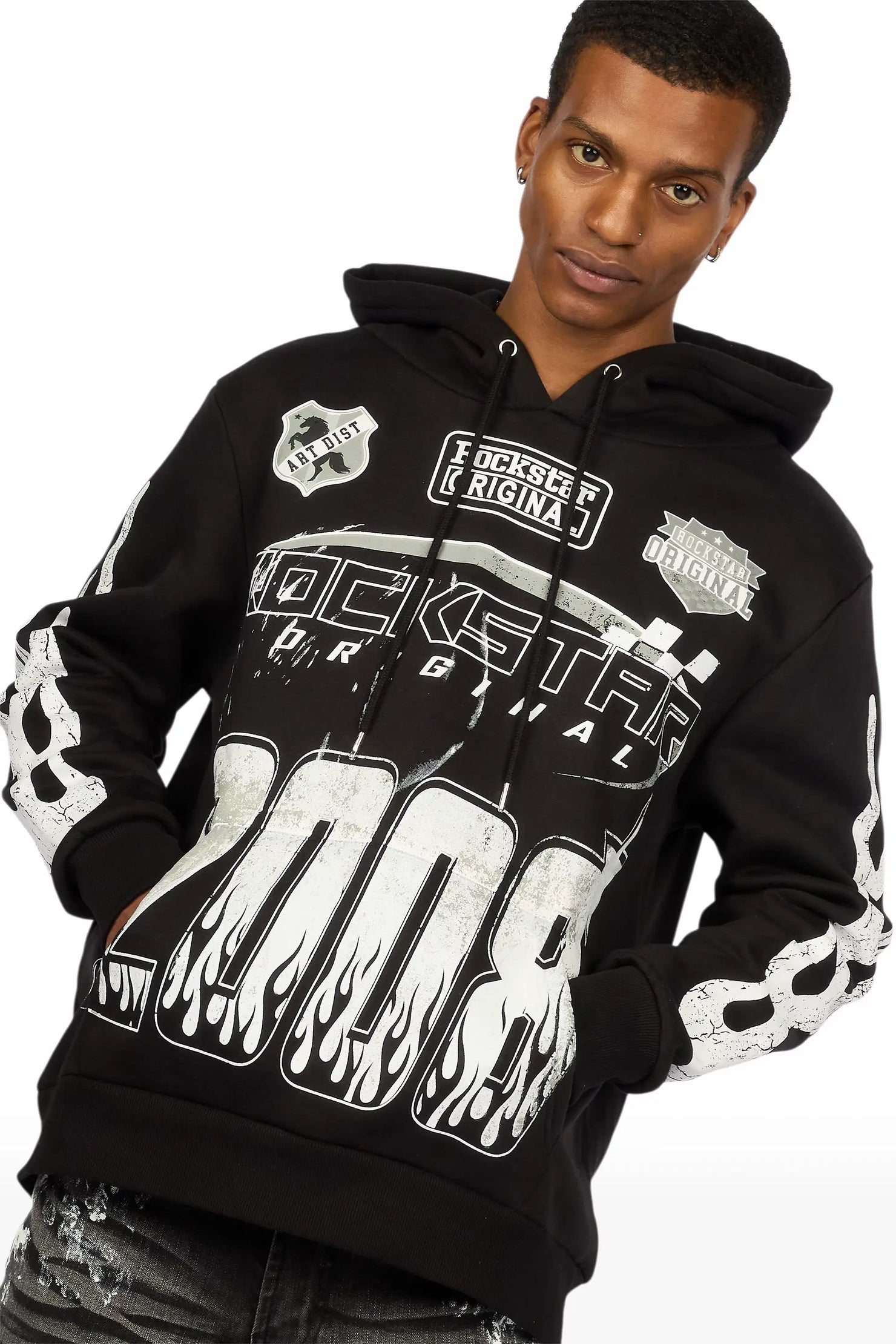 Amos 2.0 Black/Black Hoodie/Stacked Flare Jean Set