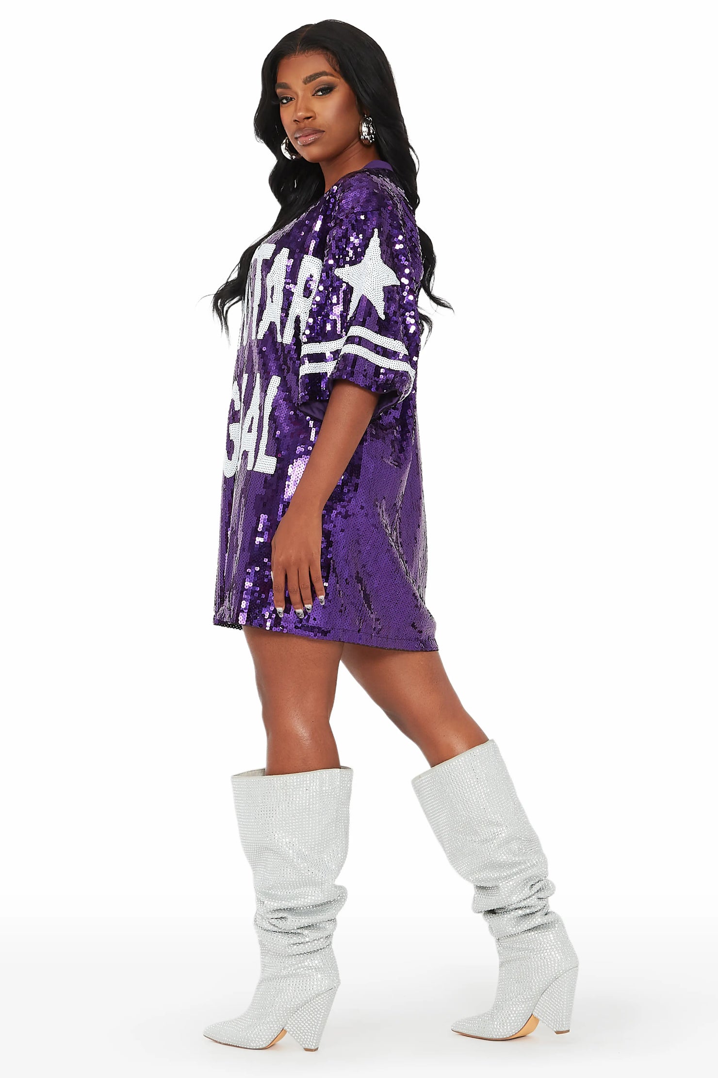 Gameday Purple Sequin Mini Dress