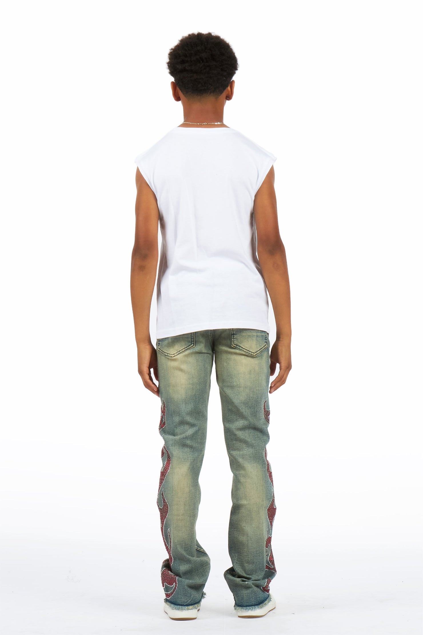 Boys Sword Vintage Blue Stacked Flare Jean