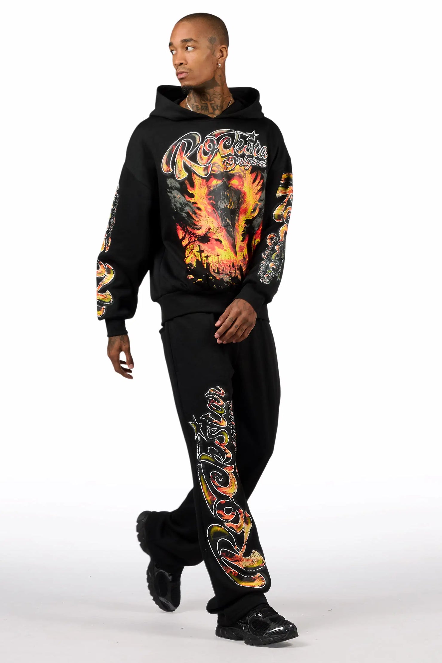 Flamer Black Hoodie/Baggy Pant Track Set