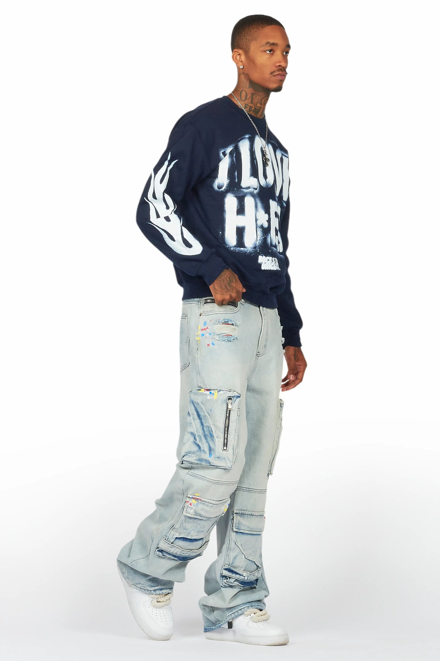 Banyan Navy/White Graphic Crewneck