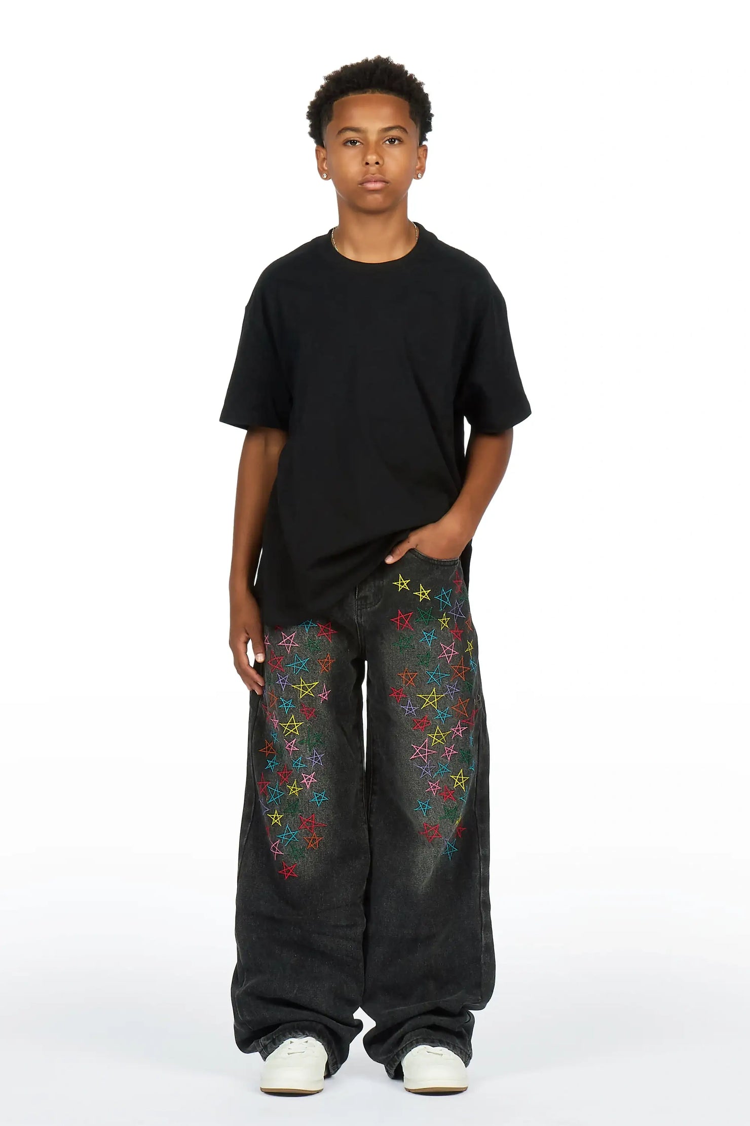 Boys Levi Washed Black Baggy Fit Jean
