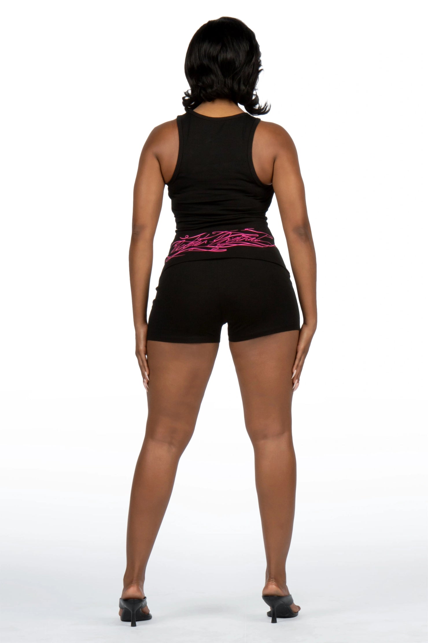 Ashaki Black Tank Foldover Short Set