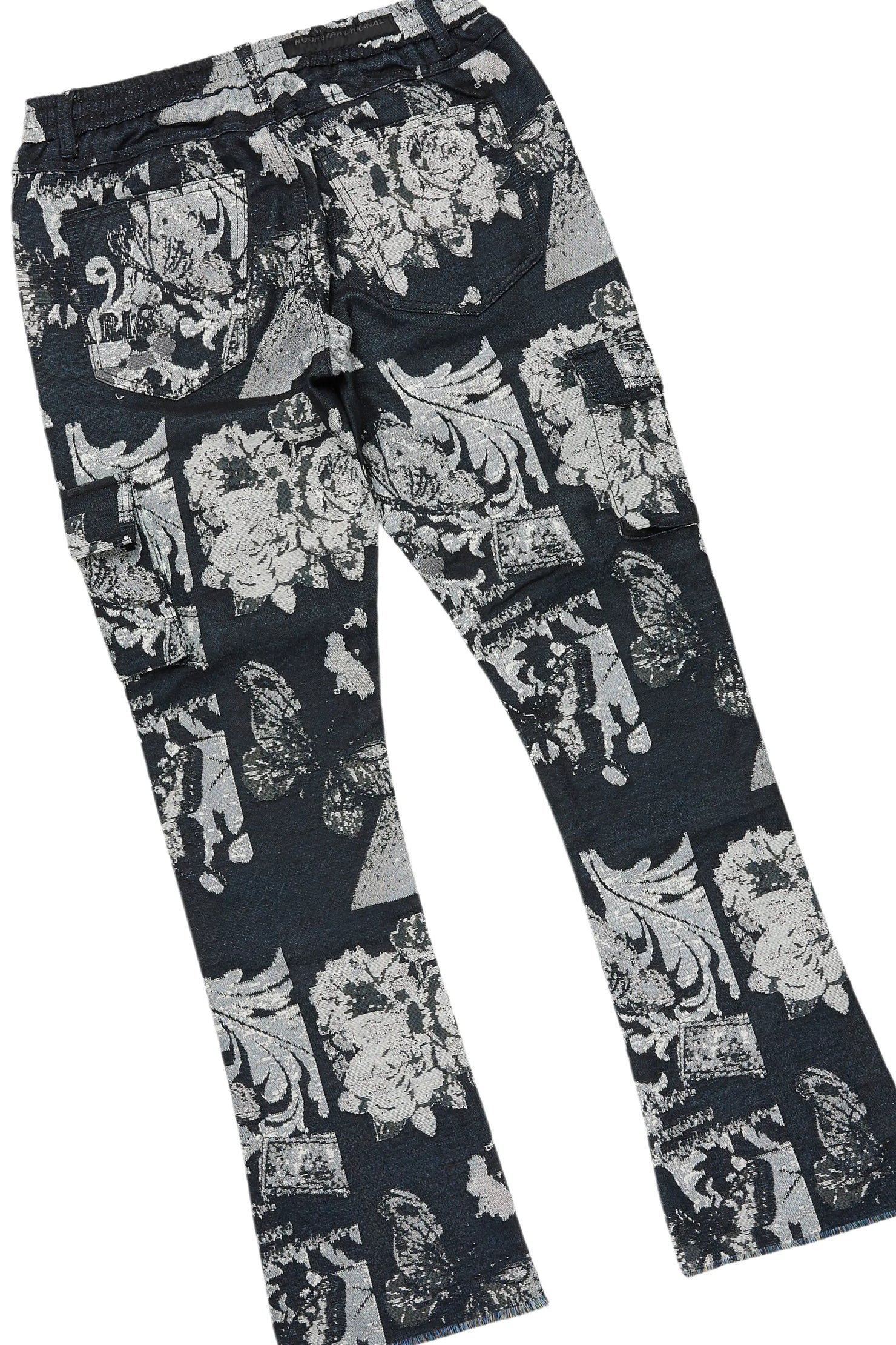 Girls Lamia Black Tapestry Puffer Jacket/Flare Jean Set