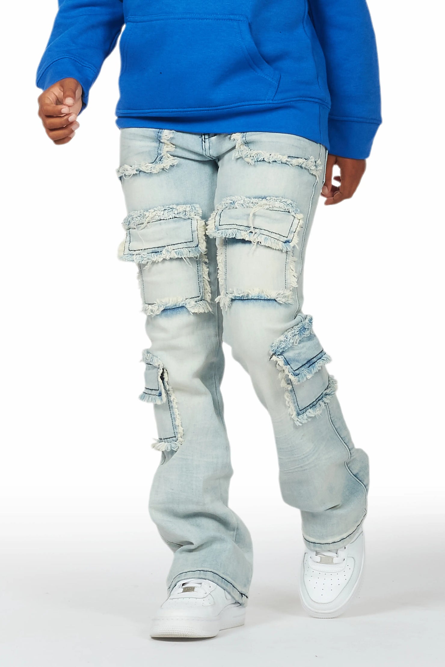 Boys Adril Blue Skinny Fit Cargo Jean