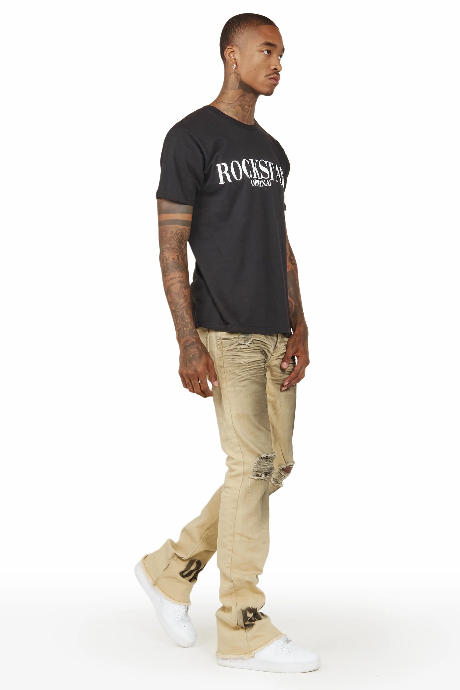 Bree Khaki/Black Stacked Flare Jean