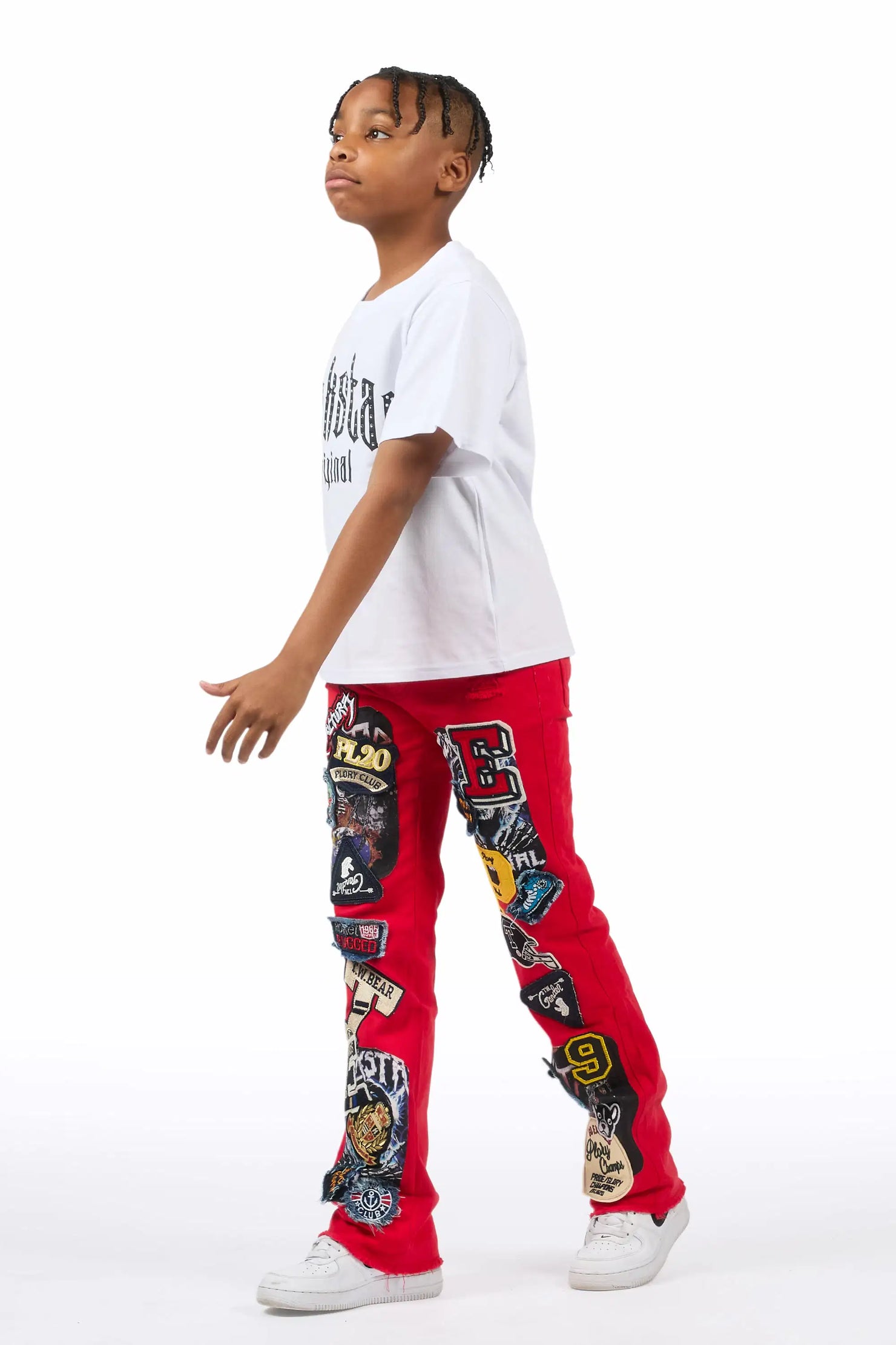 Boys Espen Red Stacked Flare Jean